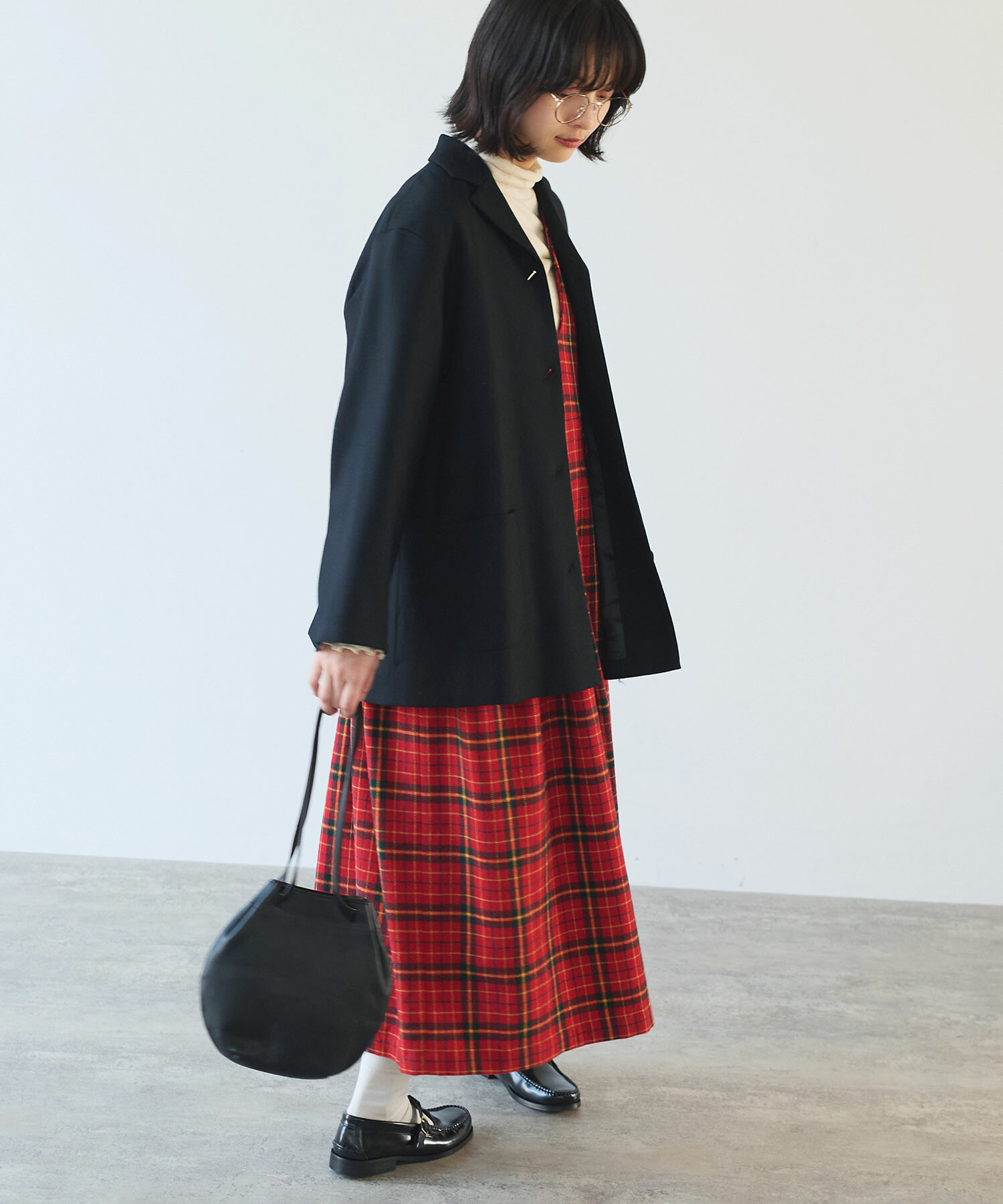 AMBIDEX Store 〇 Recycle CHECK ジャンパースカート(F アカ): bulle