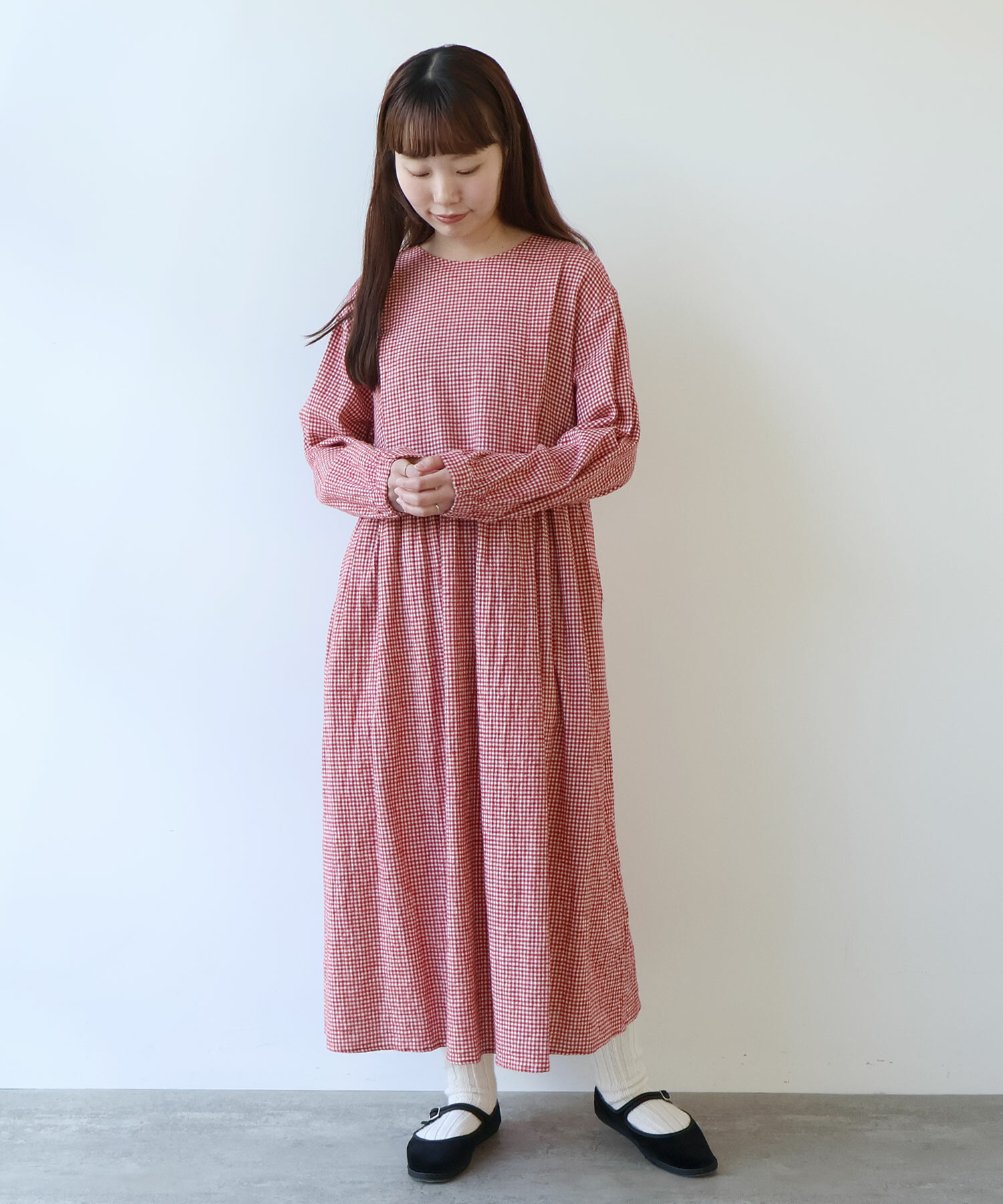 AMBIDEX Store 〇 fuwa fuwa gingham ワンピース(F アオ): bulle de savon