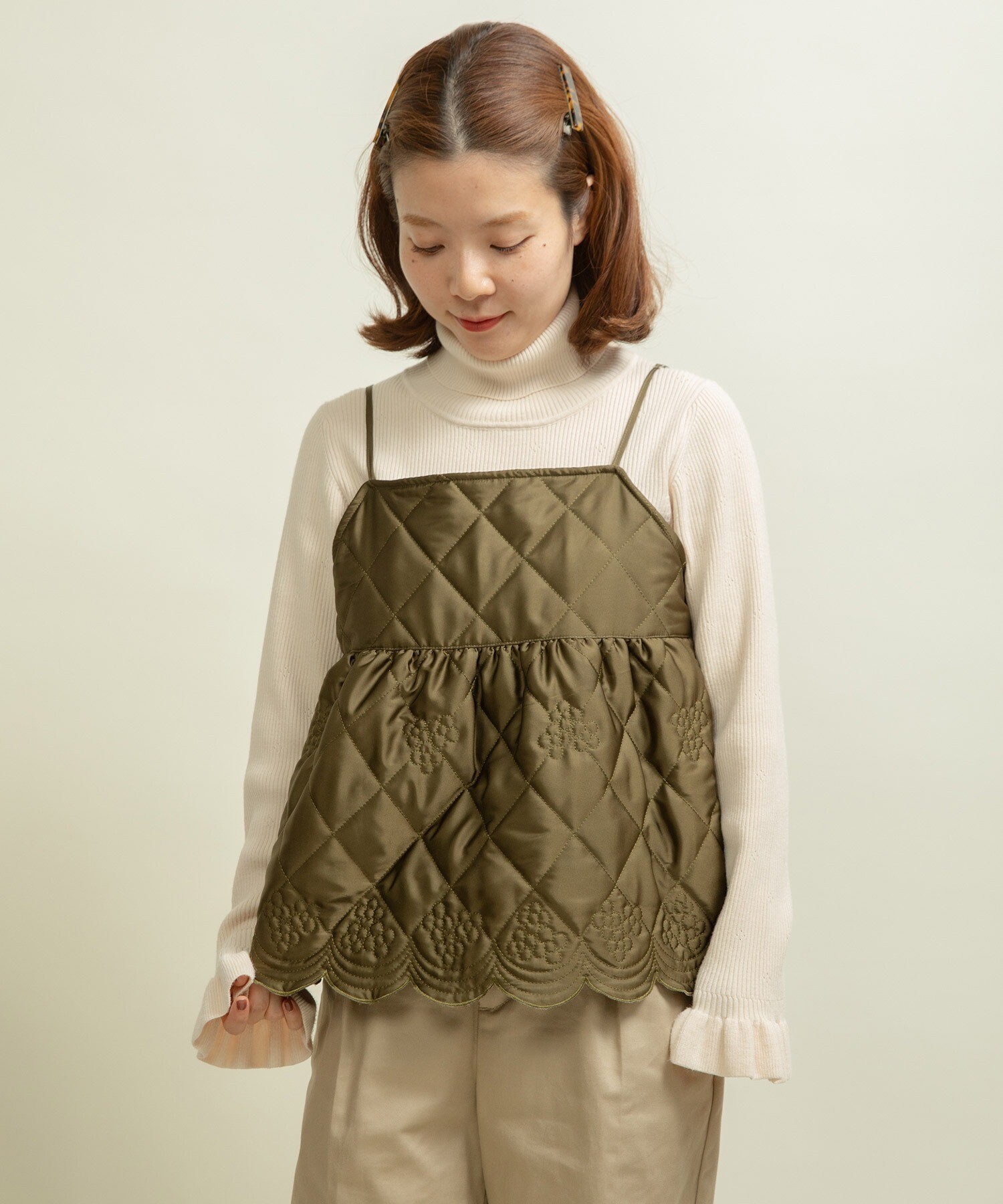 IENA グログランキャミブラウス カーキ