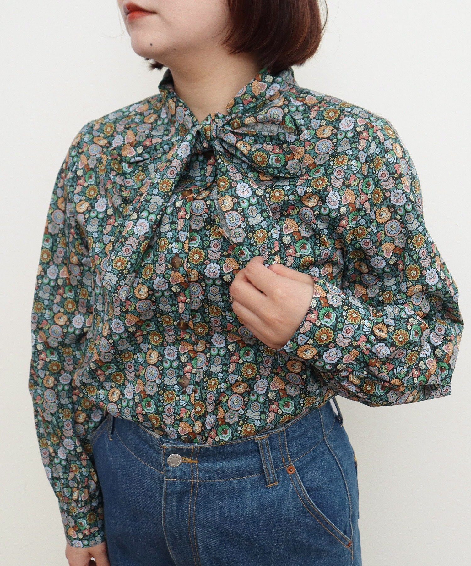 AMBIDEX Store ○リバティ/LIBERTY ベゴニアボウタイブラウス(F ピンク