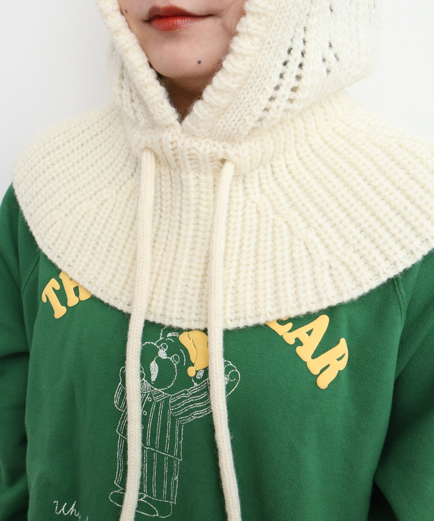 ポートフォリオ(^^)幼児向け人形☆フード付きニットコート☆001 UNTITLED｜【フード取り外し可/ロング丈】ボアライナー付きコート