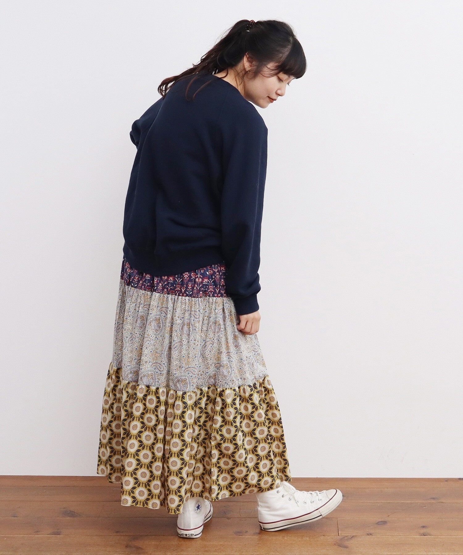 Dot＆Stripes CHILD WOMAN リバティ ティアードワンピース季節感春秋冬