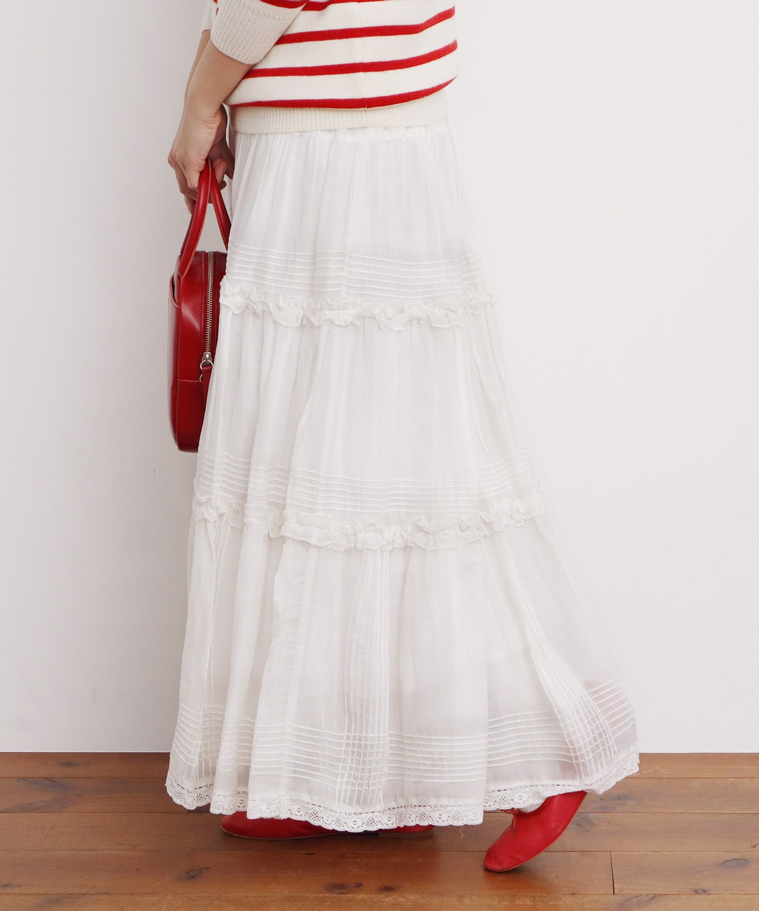 AMBIDEX Store △〇80ボイル ピンタック ティアードスカート(F クロ