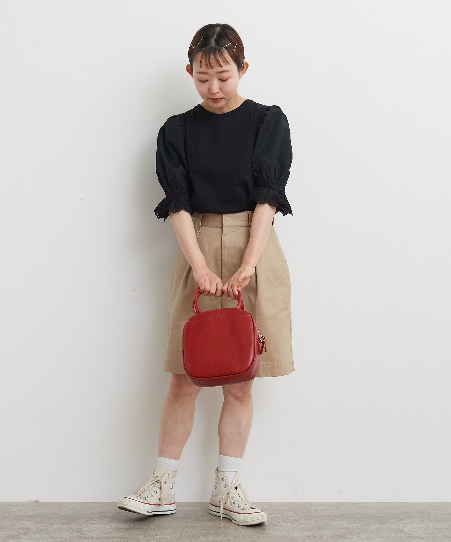 AMBIDEX Store 【予約販売】○△ICY LEATHER BOSTONBAG(F アカ): Dot and Stripes CHILD  WOMAN