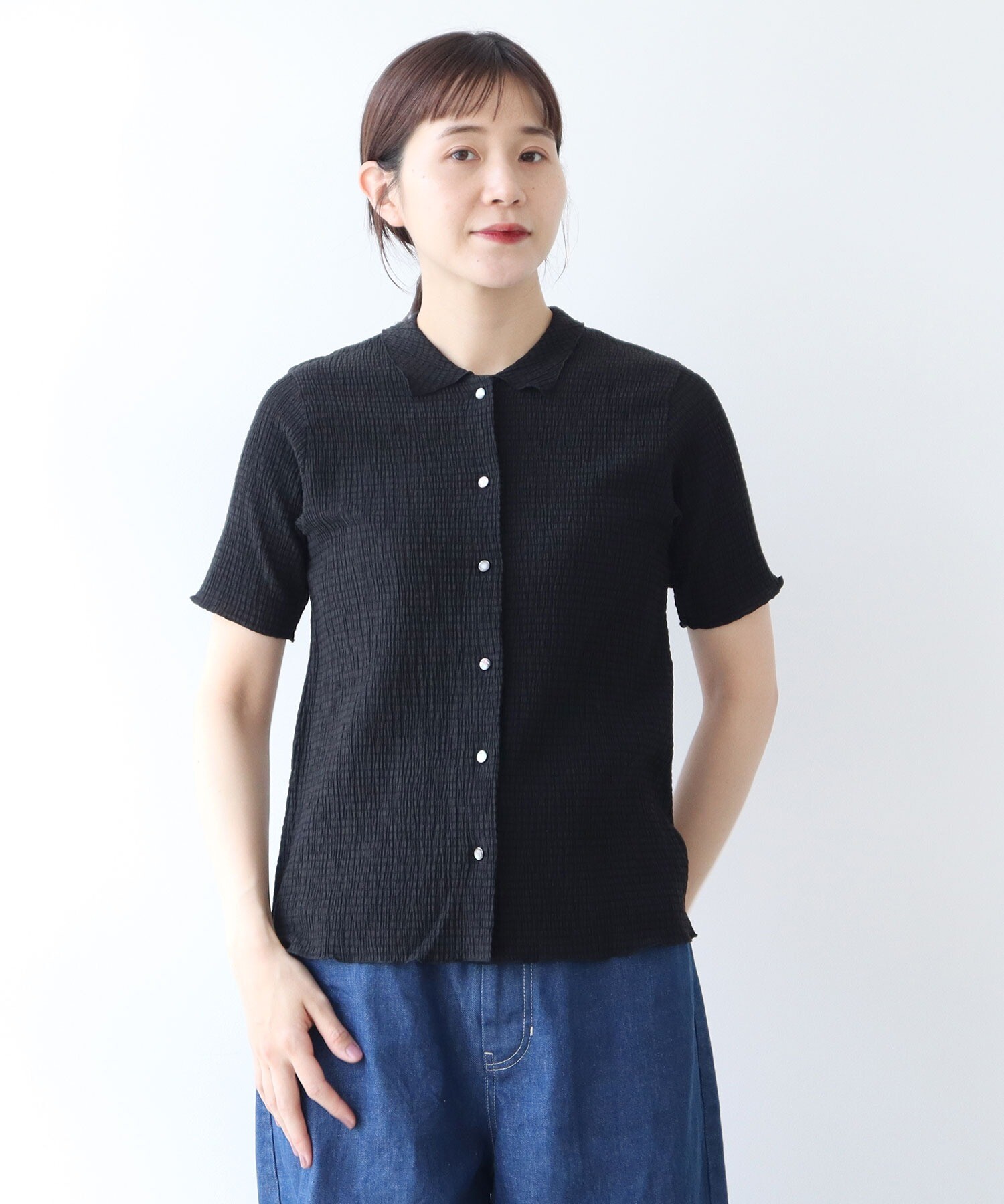 AMBIDEX Store コットンポリエステル シャーリングハーフスリーブ  