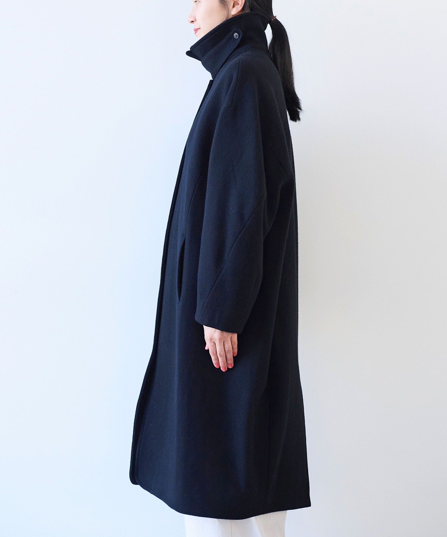 AMBIDEX Store ウールsuper100 bal collar cocoonコート (F キナリ): yuni