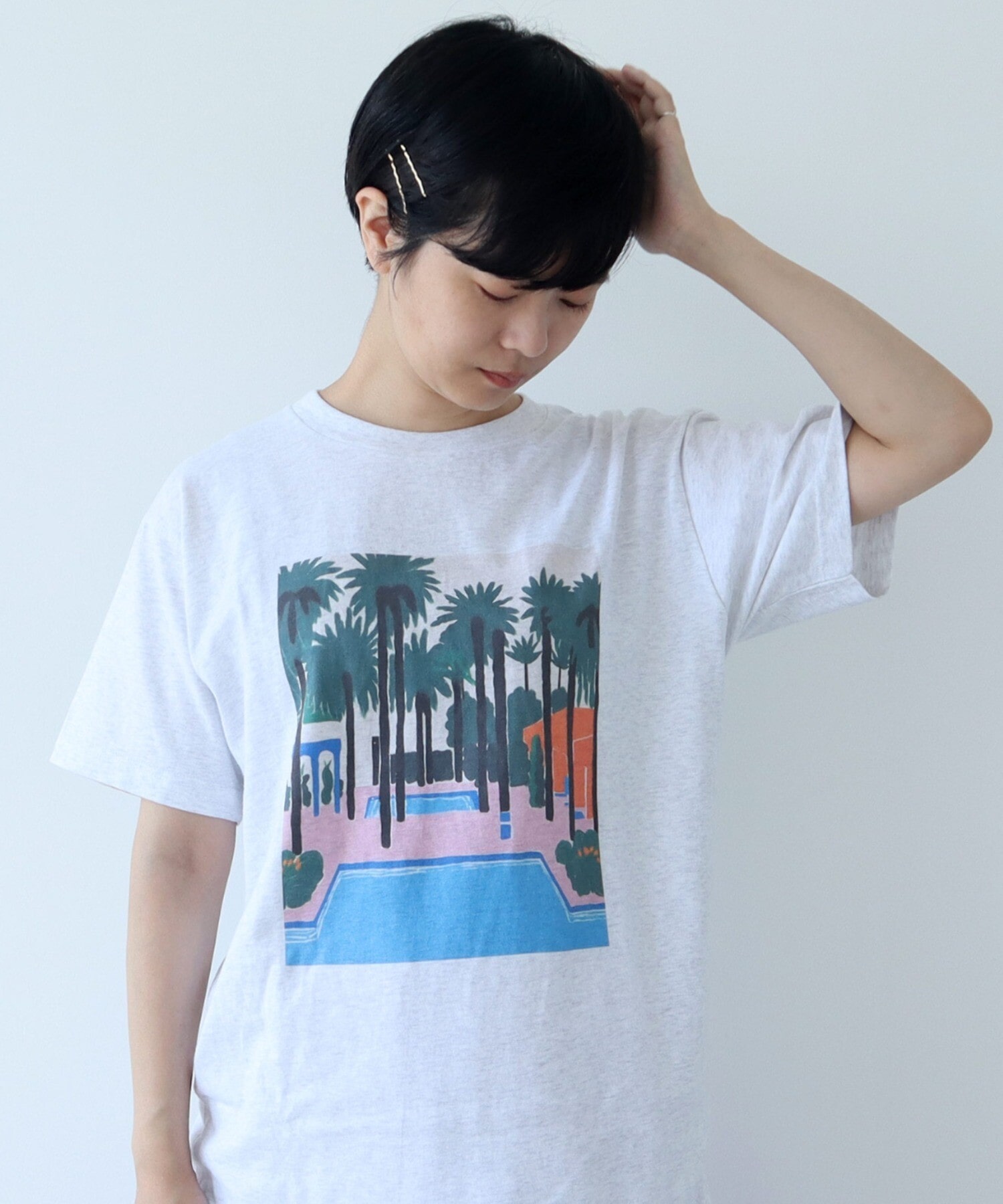 AMBIDEX Store ○〇Holiday プリント Tシャツ(F グレー): yuni