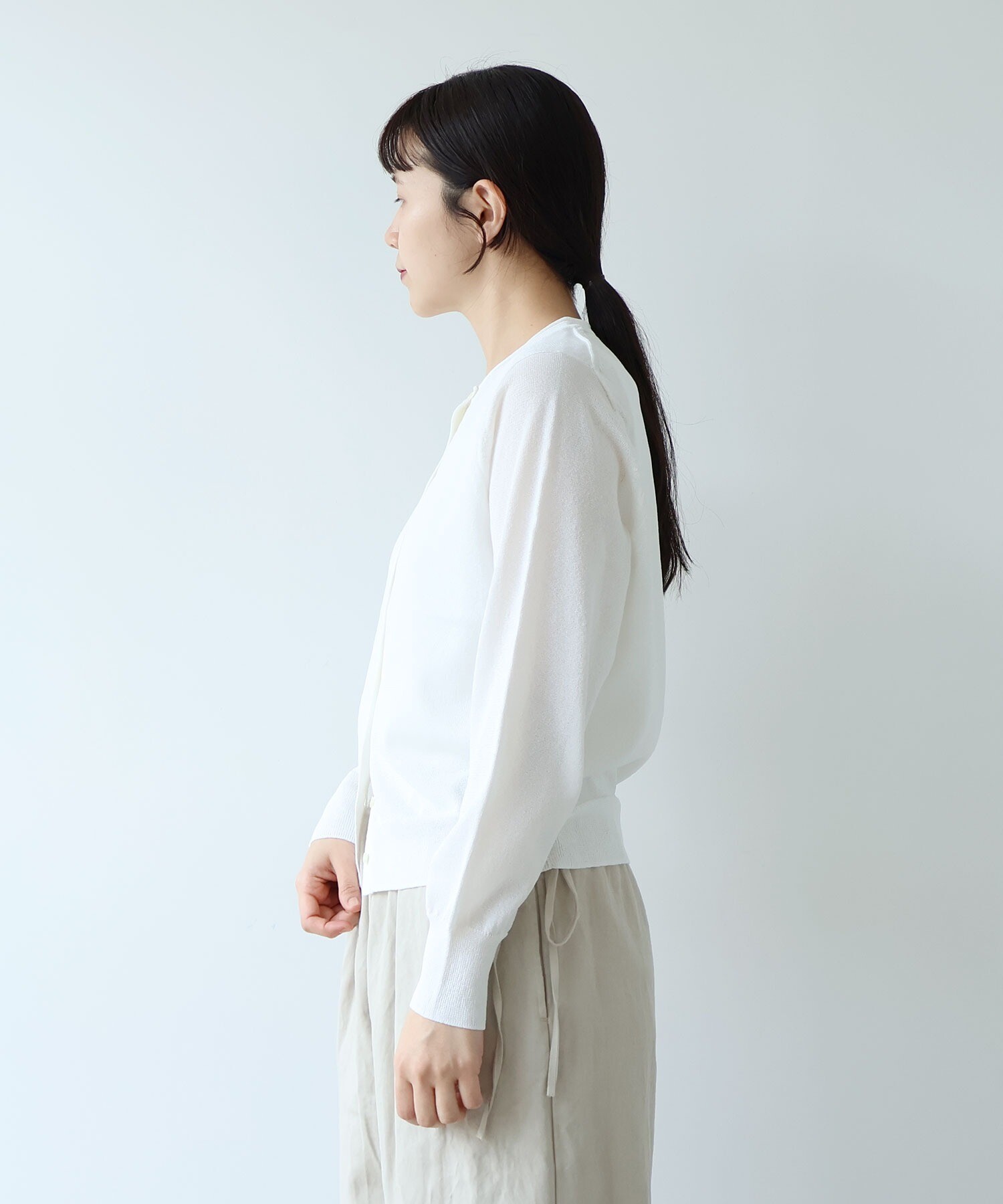 AMBIDEX Store 12G和紙/Polyester カーディガン(F シロ): yuni