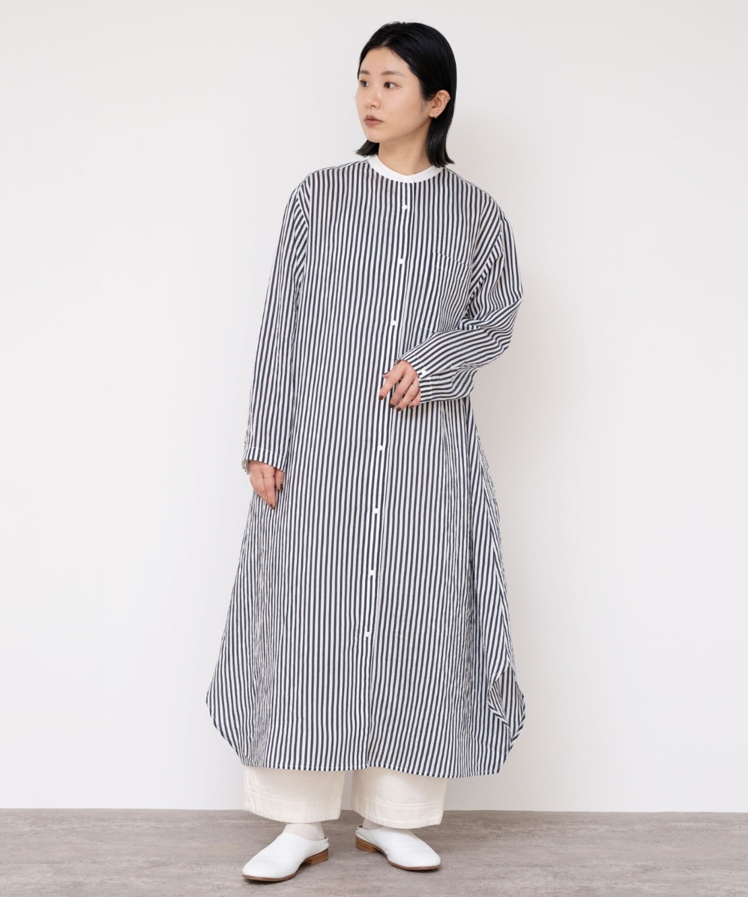 AMBIDEX Store ○CALVIA ストライプ サークル シャツワンピース stripe ...
