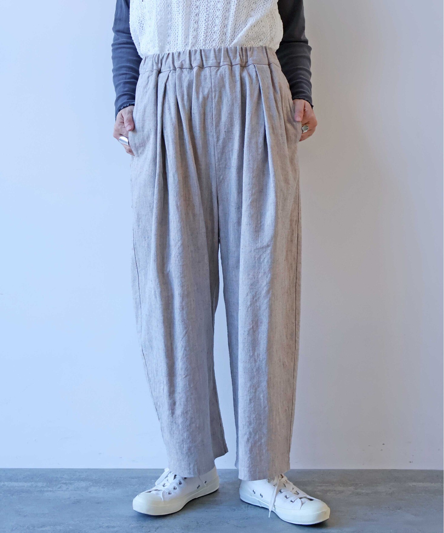 AMBIDEX Store ○slab nep tweed gum tack パンツ(F グレー): yuni