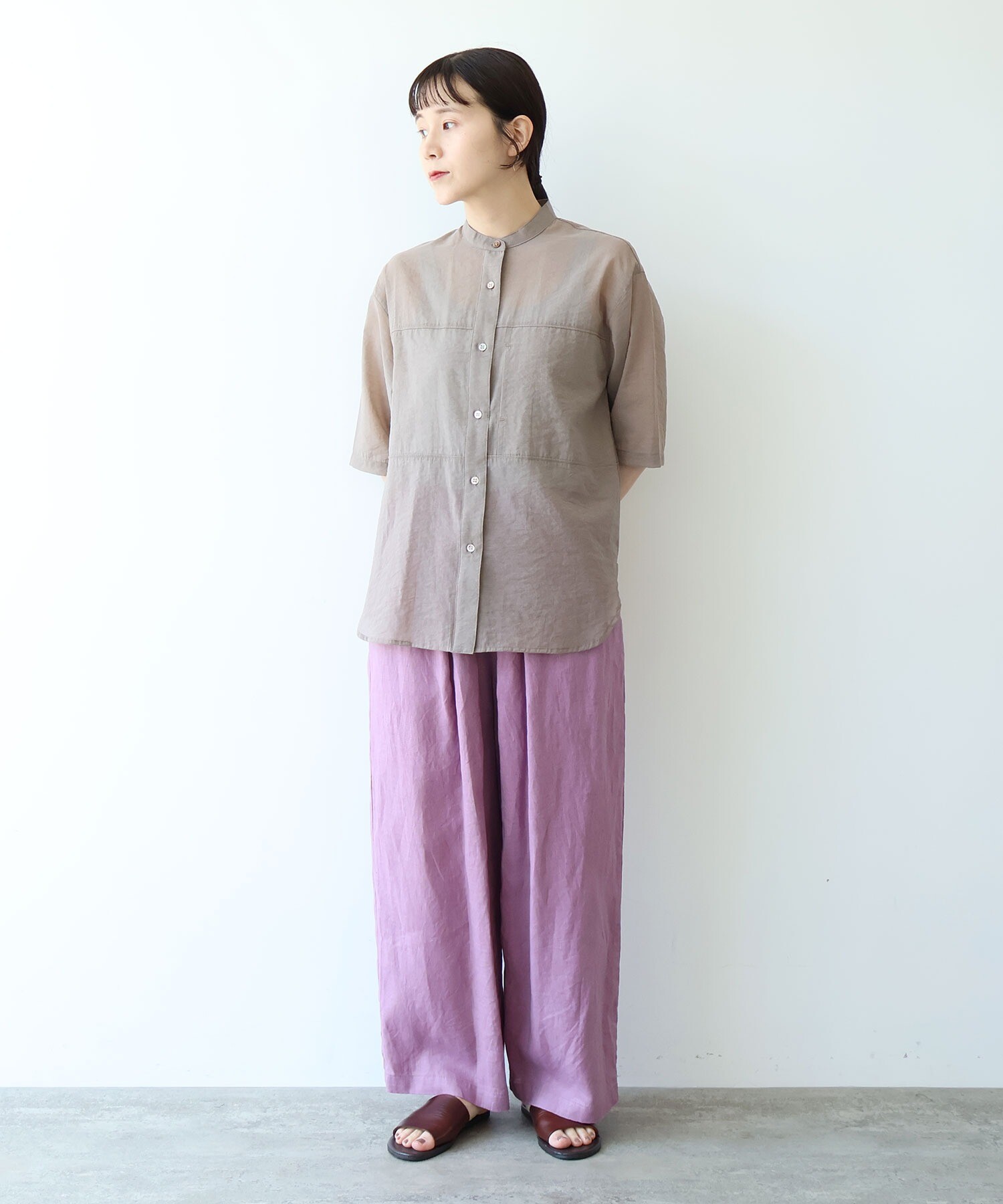 AMBIDEX Store 【予約販売】40/1 Linen easy gum tack パンツ(M