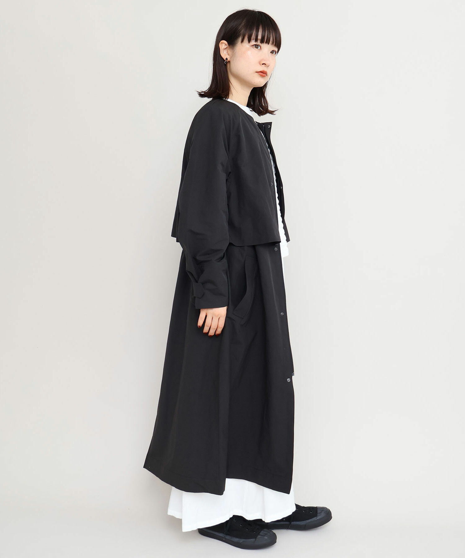 AMBIDEX Store 〇ピーチスキンタフタ ロング コート(F クロ): iki