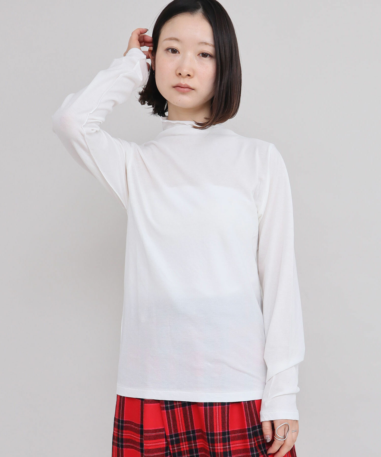 AMBIDEX Store GV天竺ハイネック長袖プルオーバー(F シロ): iki