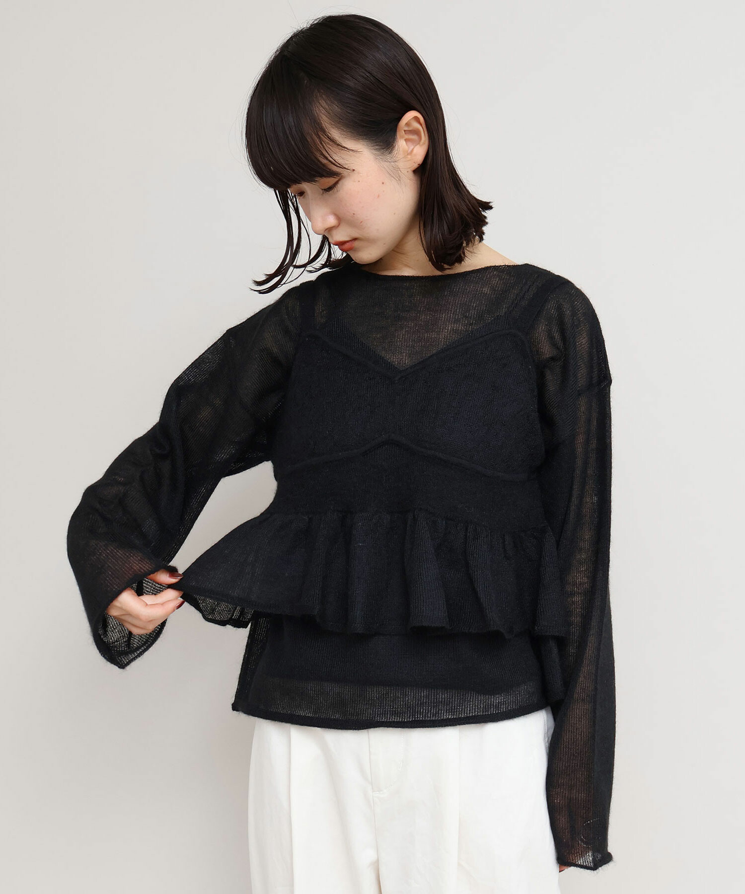 あすなページ AMBIDEX Store 〇針抜きシアーモヘア 長袖 プルオーバー(F