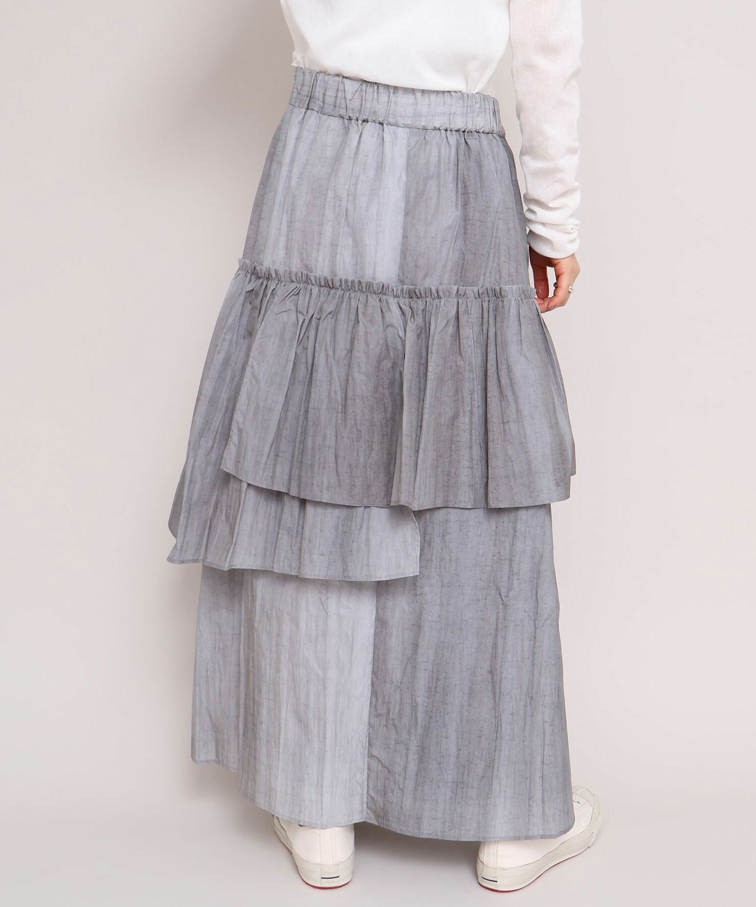 AMBIDEX Store 〇ナイロンタフタ流し染め アシメティアード スカート(F