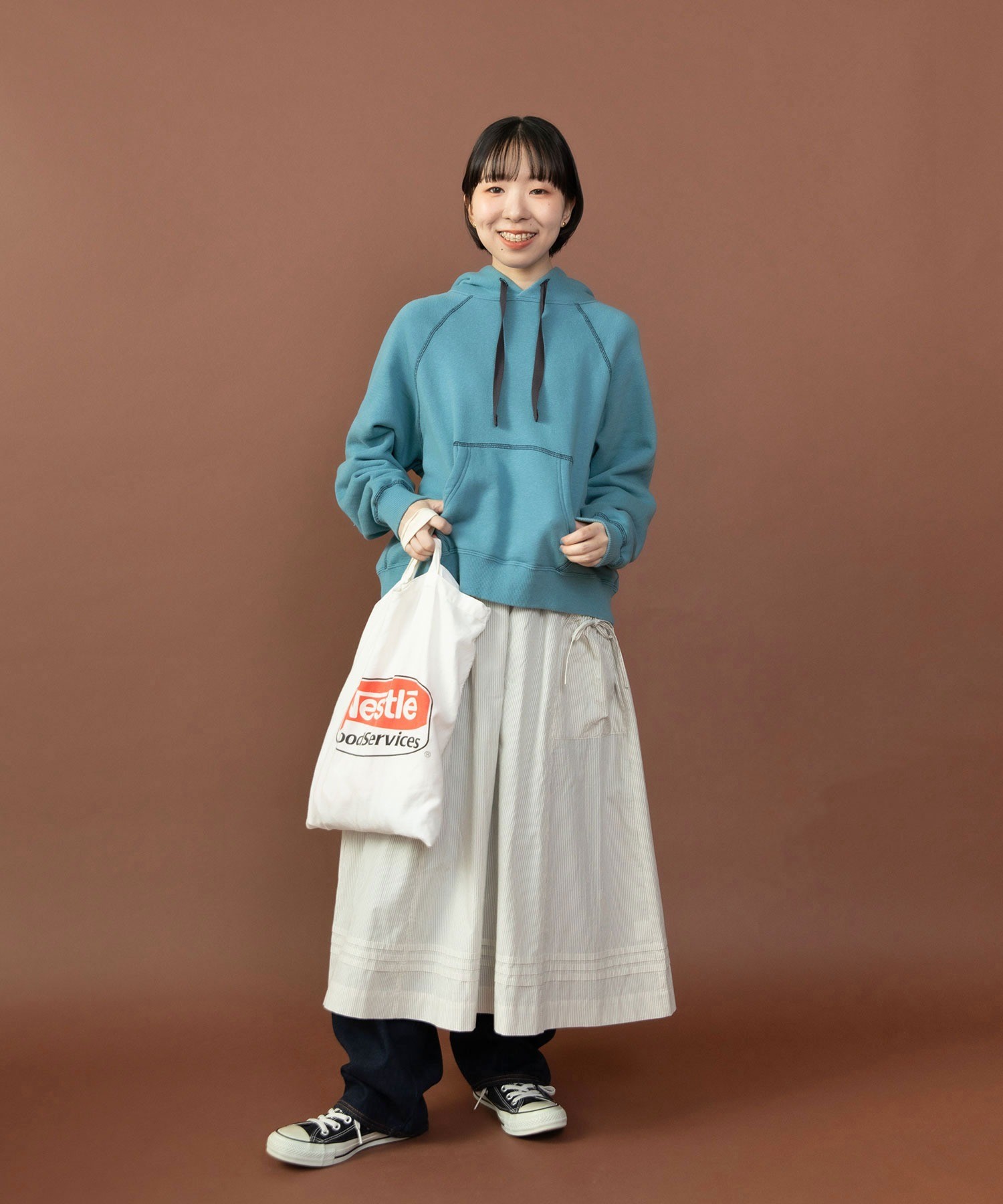 AMBIDEX Store △○グランジウォッシュ エプロン風レイヤードスカート