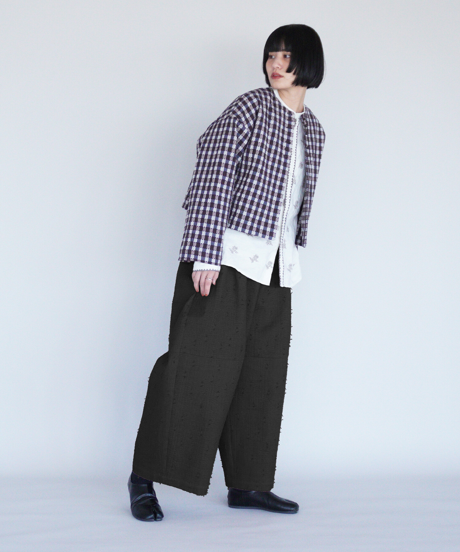 AMBIDEX Store 〇sashiko jacquard ボリュームパンツ(F ライト
