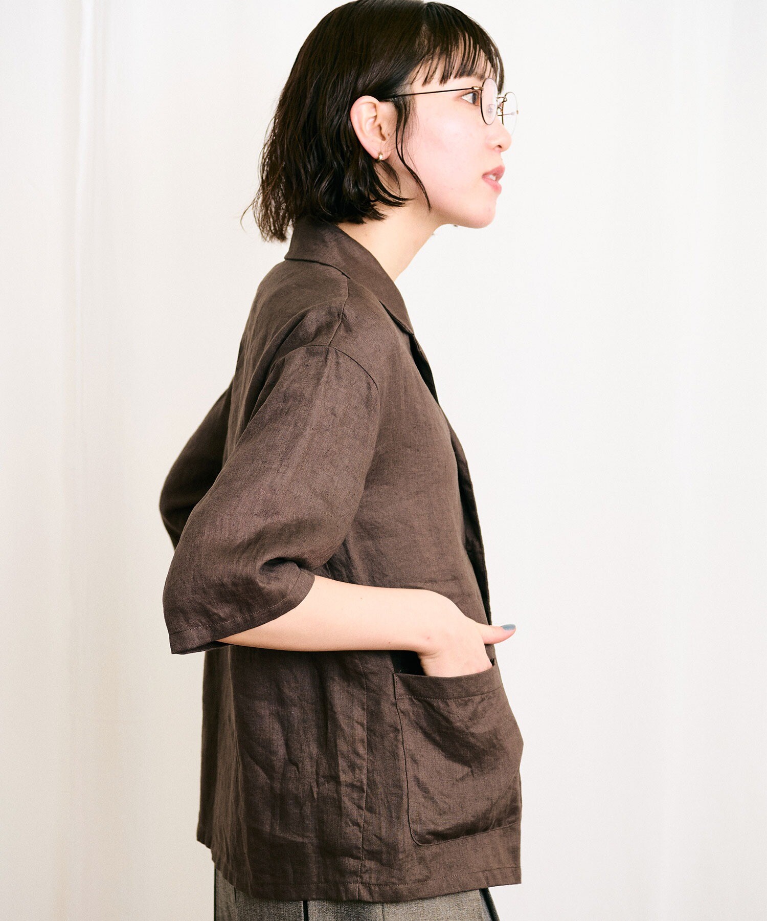 AMBIDEX Store 【予約販売】〇DAILY LINEN shirt(F コゲチャ): l