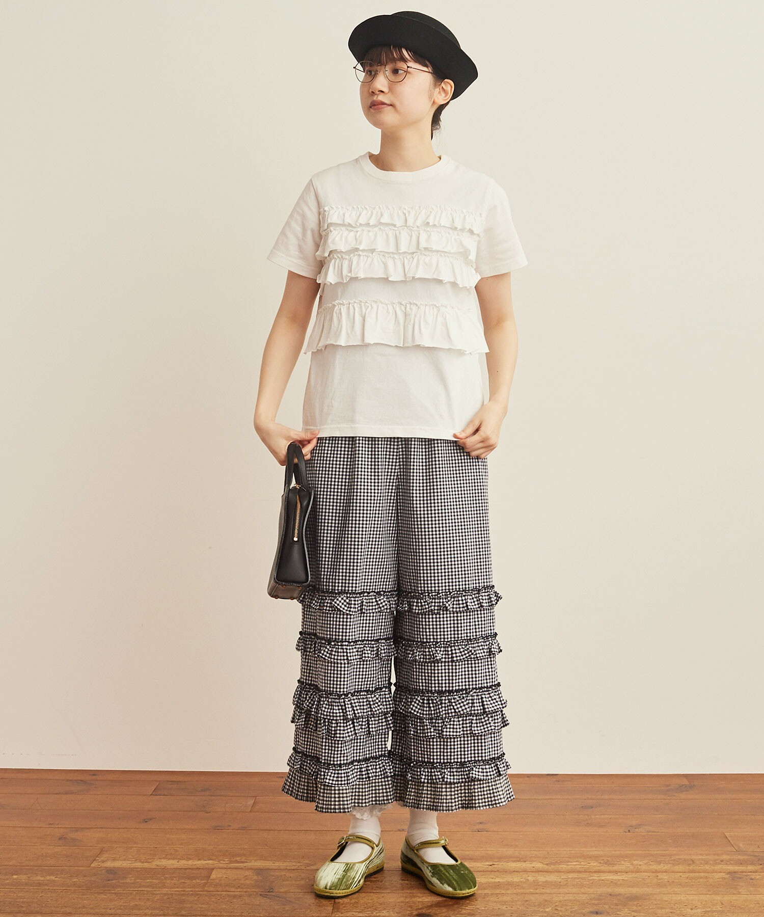 AMBIDEX Store ○DECO gingham パンツ(F off×black): l'atelier du savon