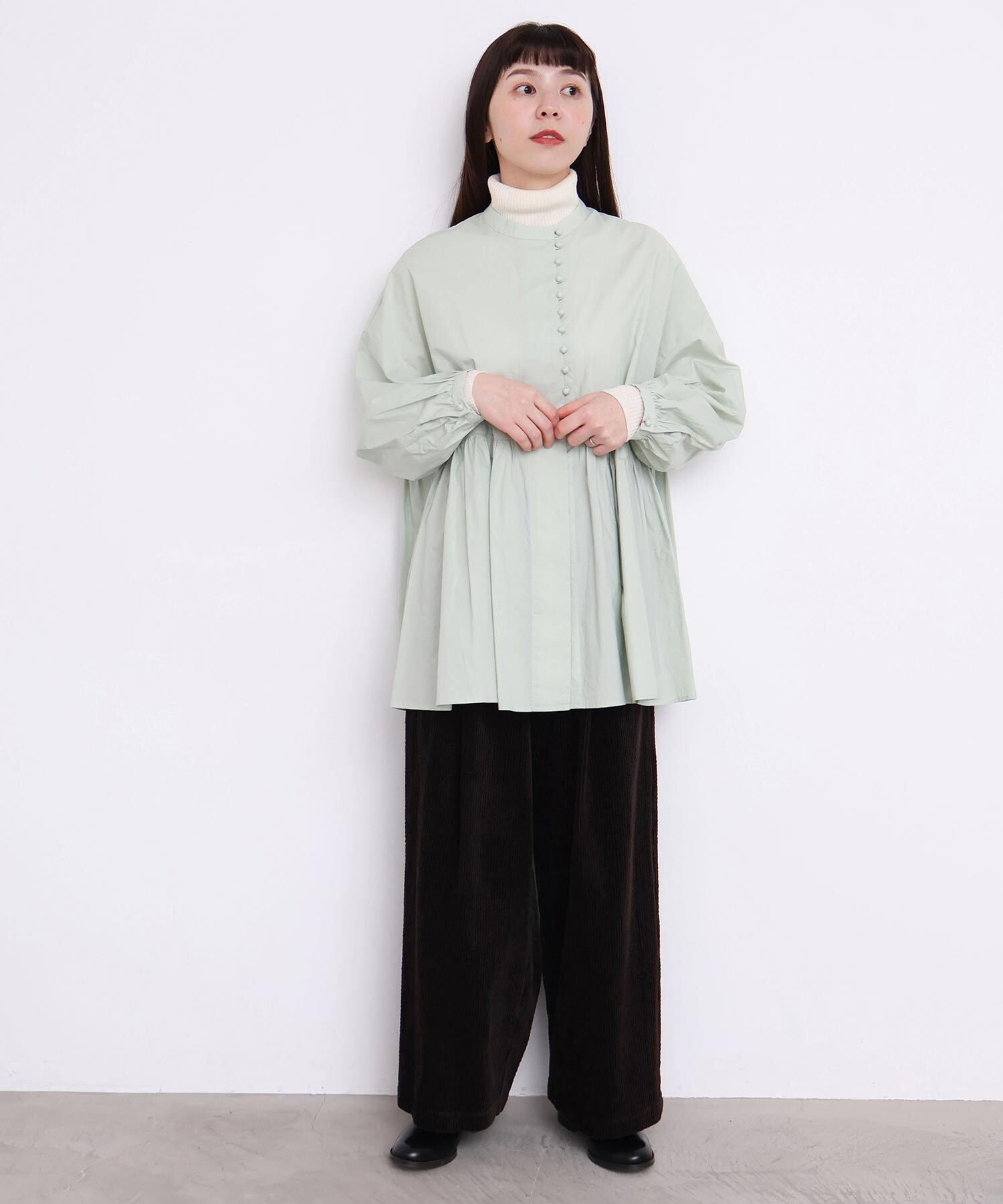 AMBIDEX Store 〇タイプライターころころボタン ブラウス (F シロ): l