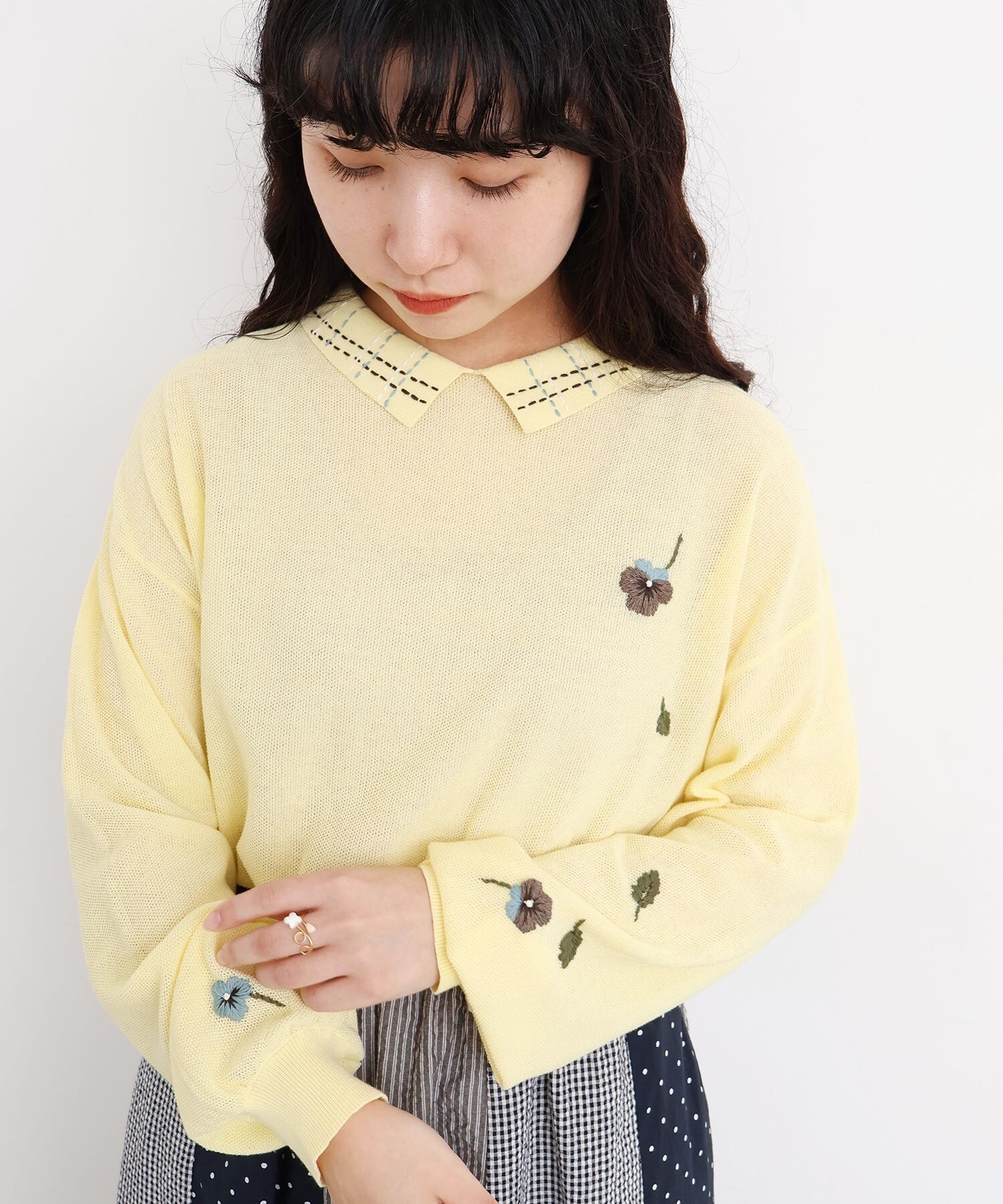 刺繍襟ニット 襟刺繍×ビーズプルオーバー （ニット・セーター）｜BEARDSLEY