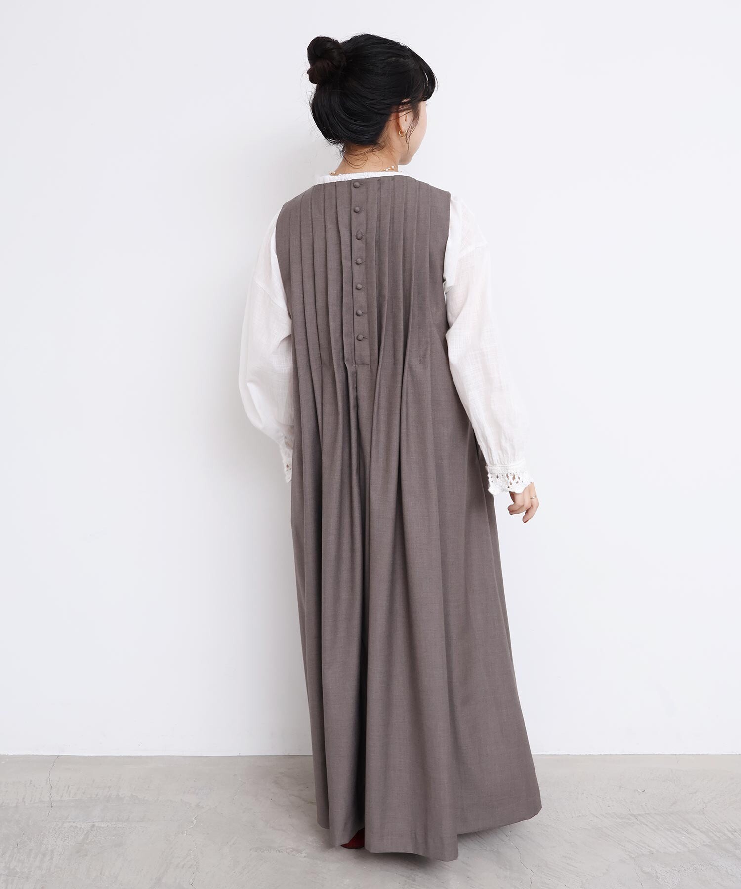 AMBIDEX Store △TRプリーツタックノースリワンピース(F グレー): l