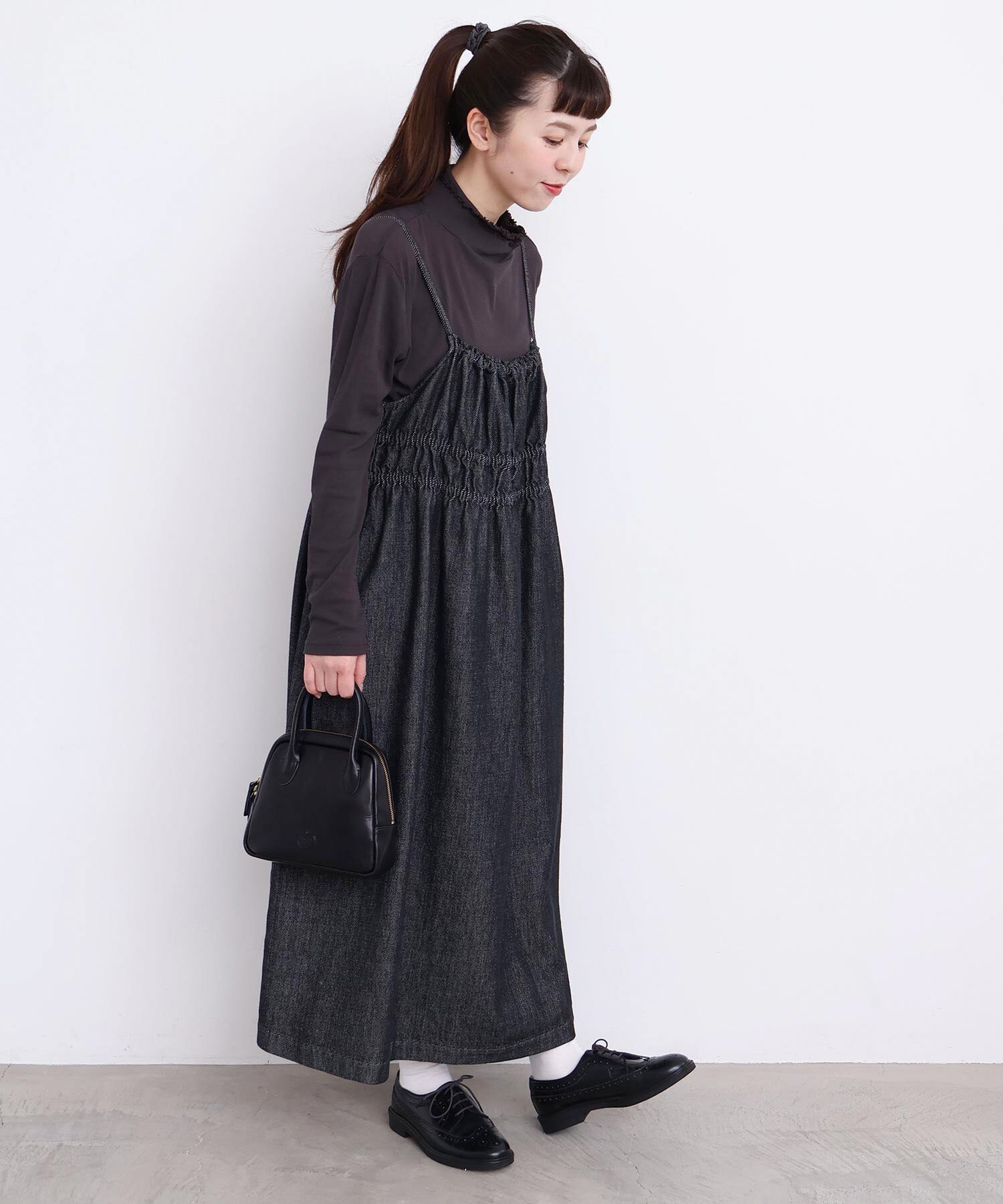 AMBIDEX Store ○たゆたゆデニム キャミワンピース (F クロ): l