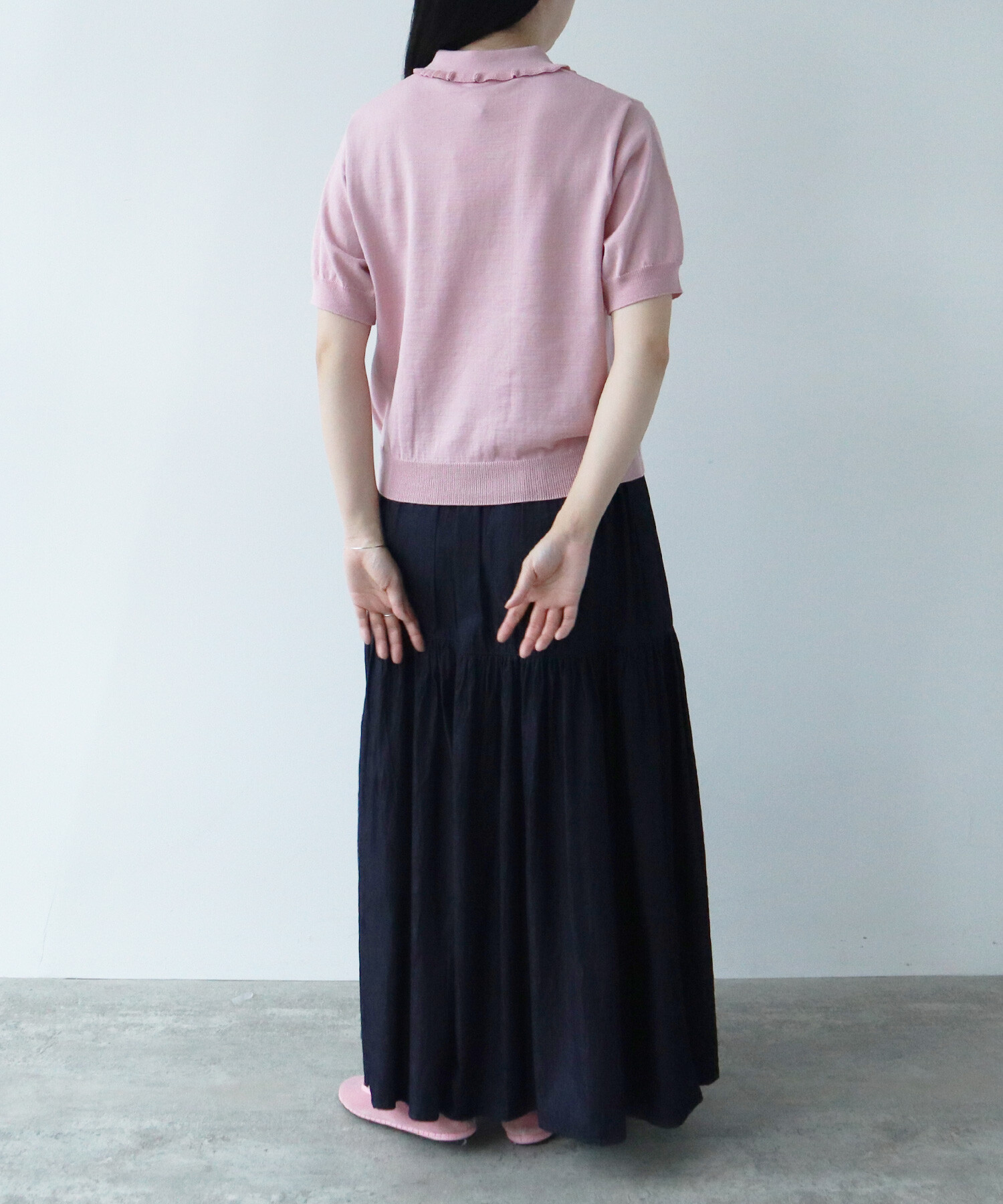 AMBIDEX Store フリル衿 コンパクトポロニット(F キナリ): FLAT