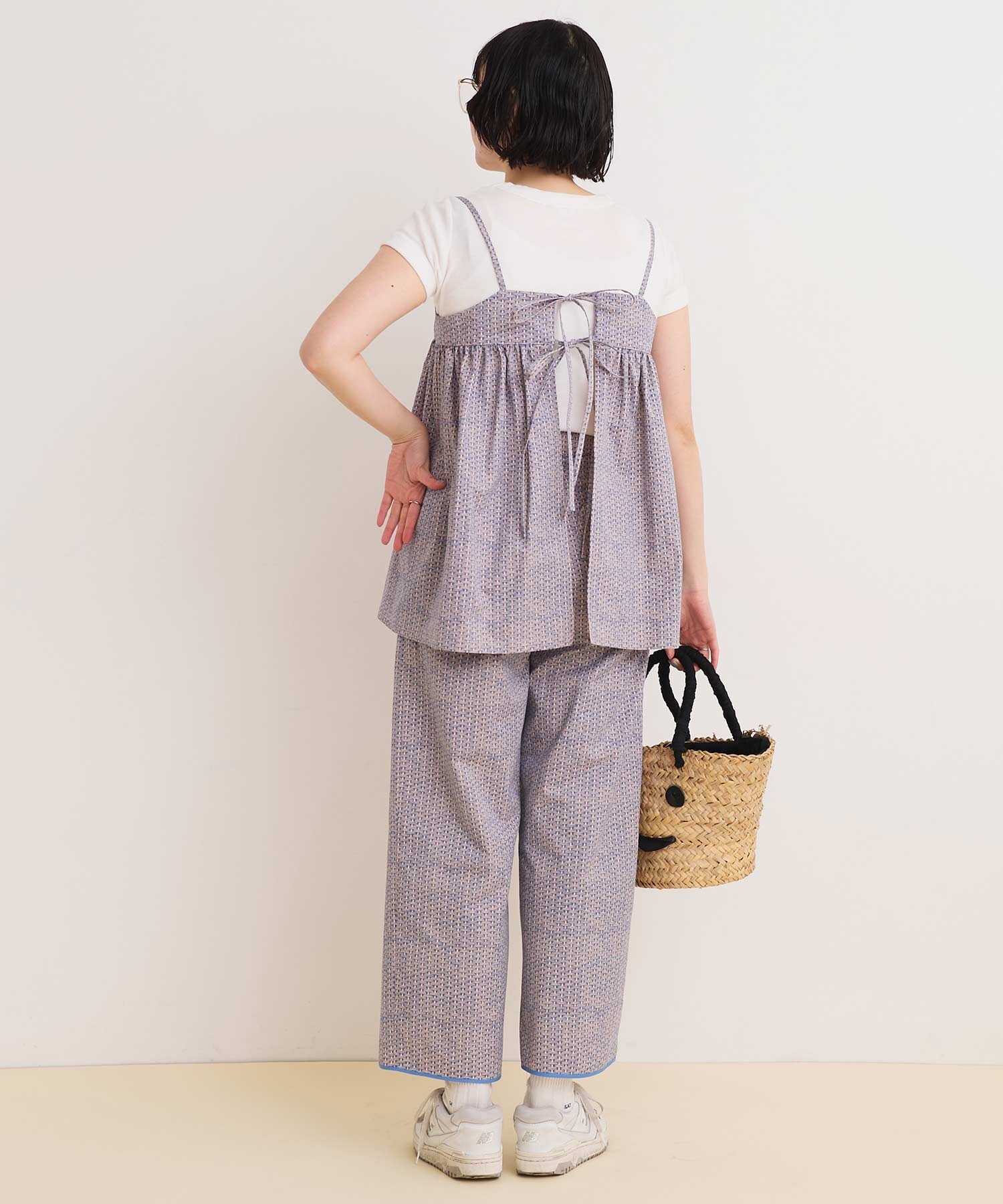 AMBIDEX Store 〇BASKET print キャミブラウス(F アオ): l AMBIDEX Store 〇BASKET print キャミブラウス(F アオ): l