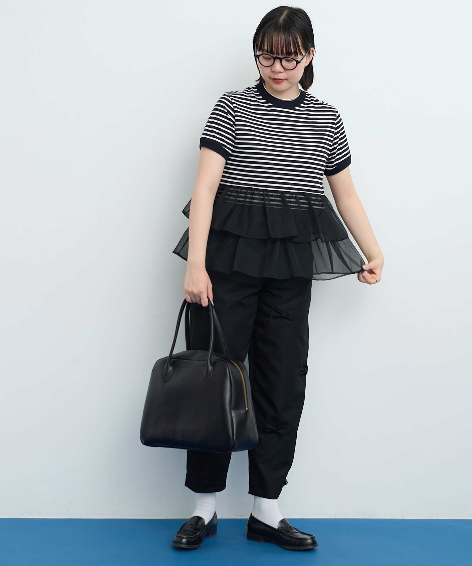 ORGANDY ボーダーTシャツ AMBIDEX Store ORGANDY ボーダー Tシャツ (F グレー): l'atelier