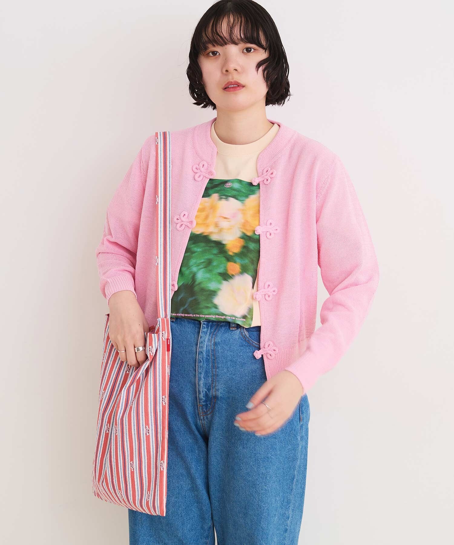 AMBIDEX Store 【予約販売】〇COTTON NYLON 華釦 カーディガン(F