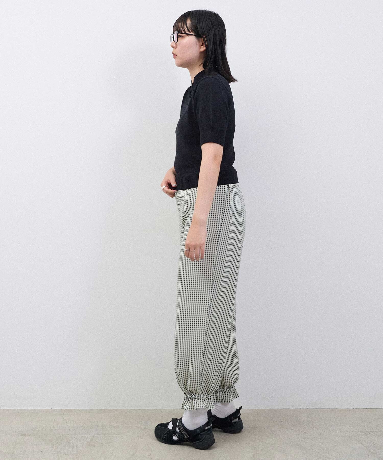 AMBIDEX Store SATIN SOCCER ギンガム パンツ(F クロギンガム): l