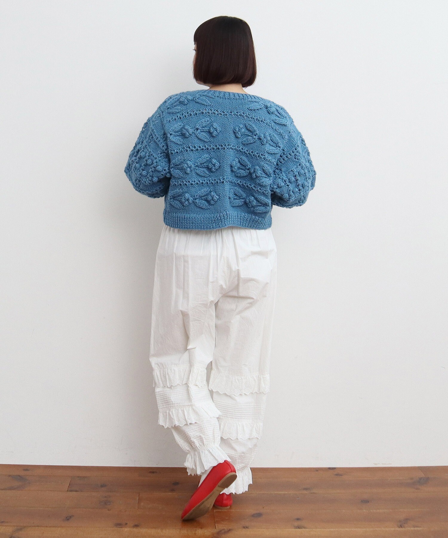 ネパールギルボックス もよう編みショートカーディガン