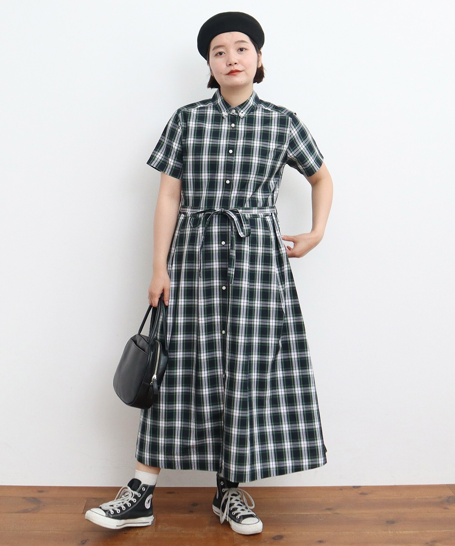 AMBIDEX Store ○ギザタータン ボタンダウン半袖ワンピース(F