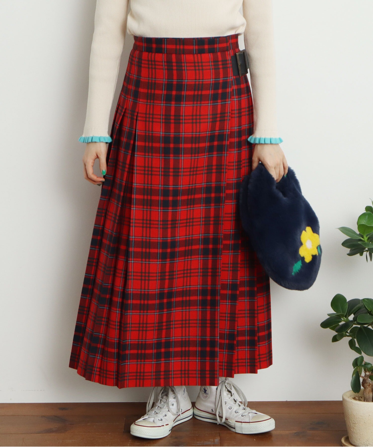 AMBIDEX Store △○タータンチェックキルトスカート(38 グリーン): Dot 