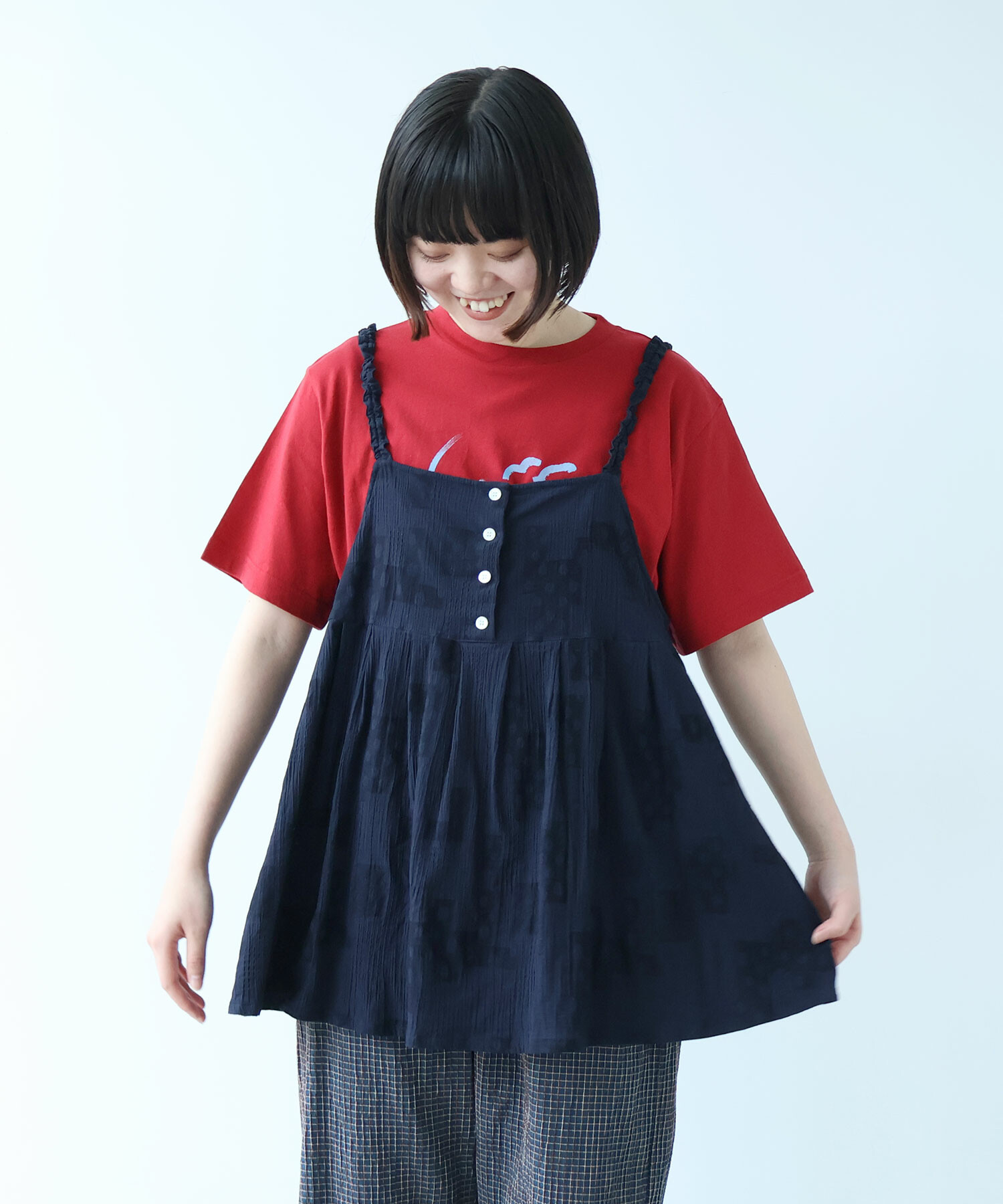 お値下げデザインスリーブキャミブラウス　ホワイト美品 AMBIDEX Store ○ patchwork ジャカード キャミブラウス(F シロ
