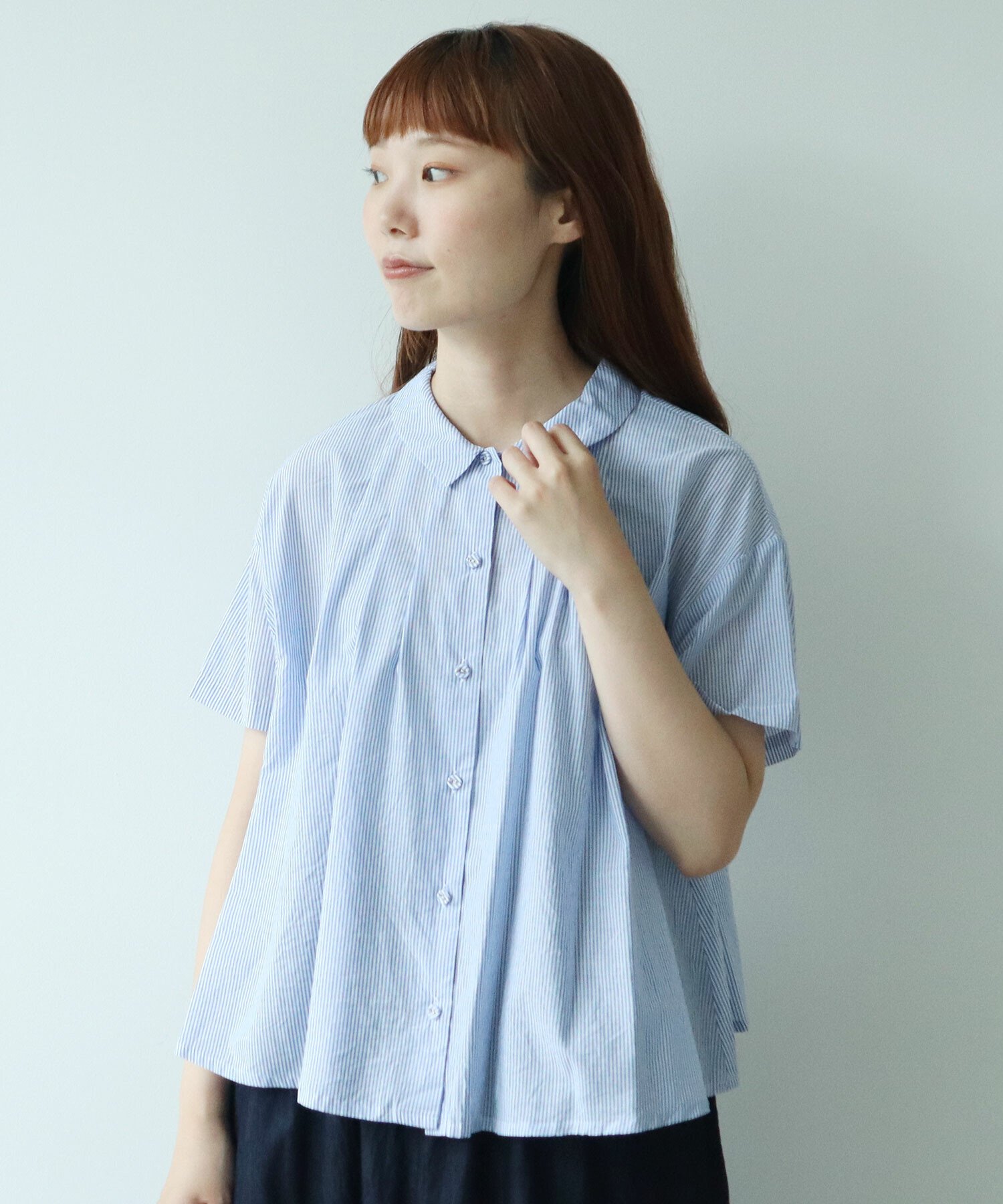 rito structure◆タグ付き/長袖ブラウス/1/シルク/BLU/無地/077R22S023B rito structure(リトストラクチャー) / タグ付き/長袖ブラウス/1