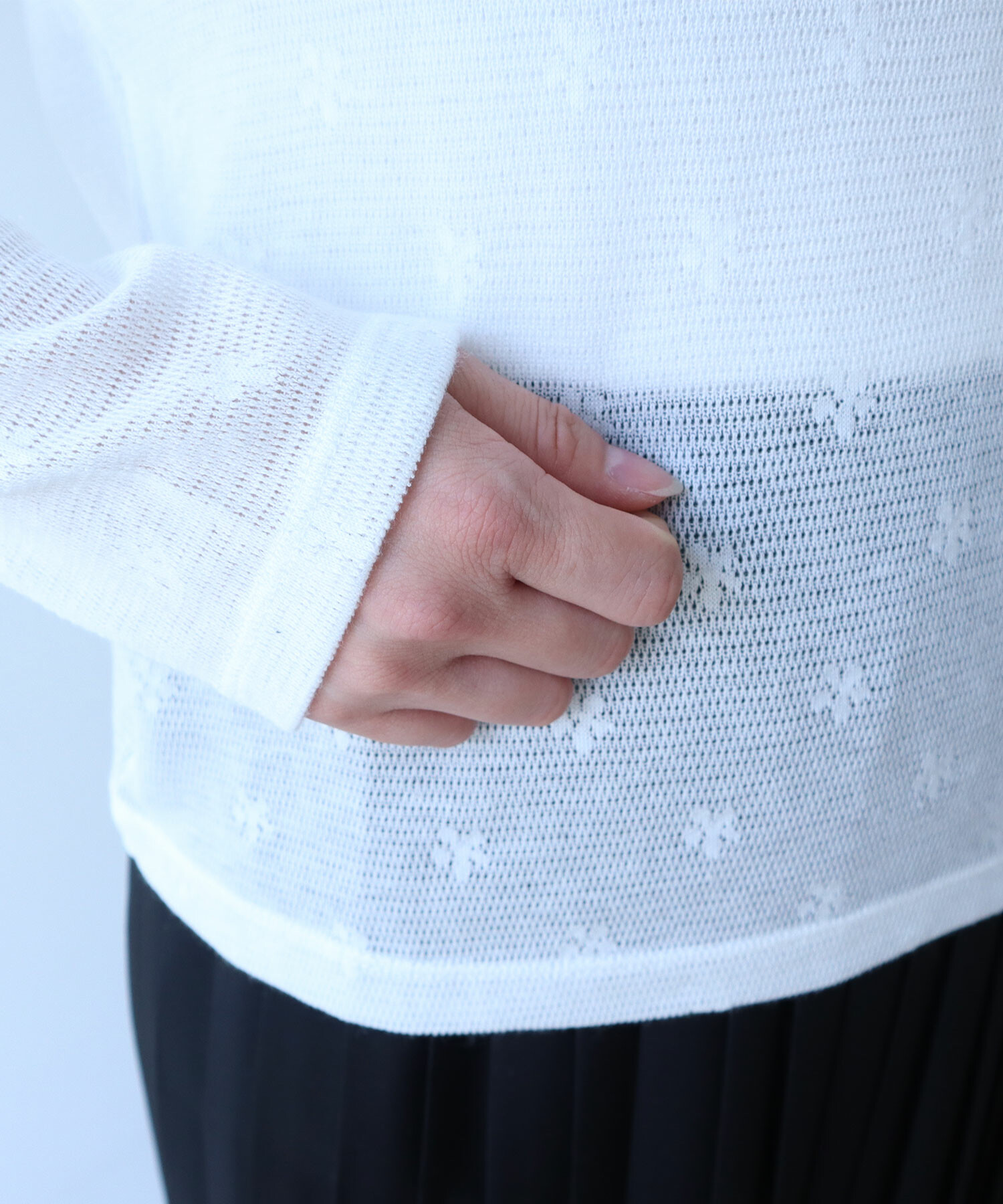 AMBIDEX Store △〇 hana×mesh ジャカード 長袖プルオーバー(F シロ