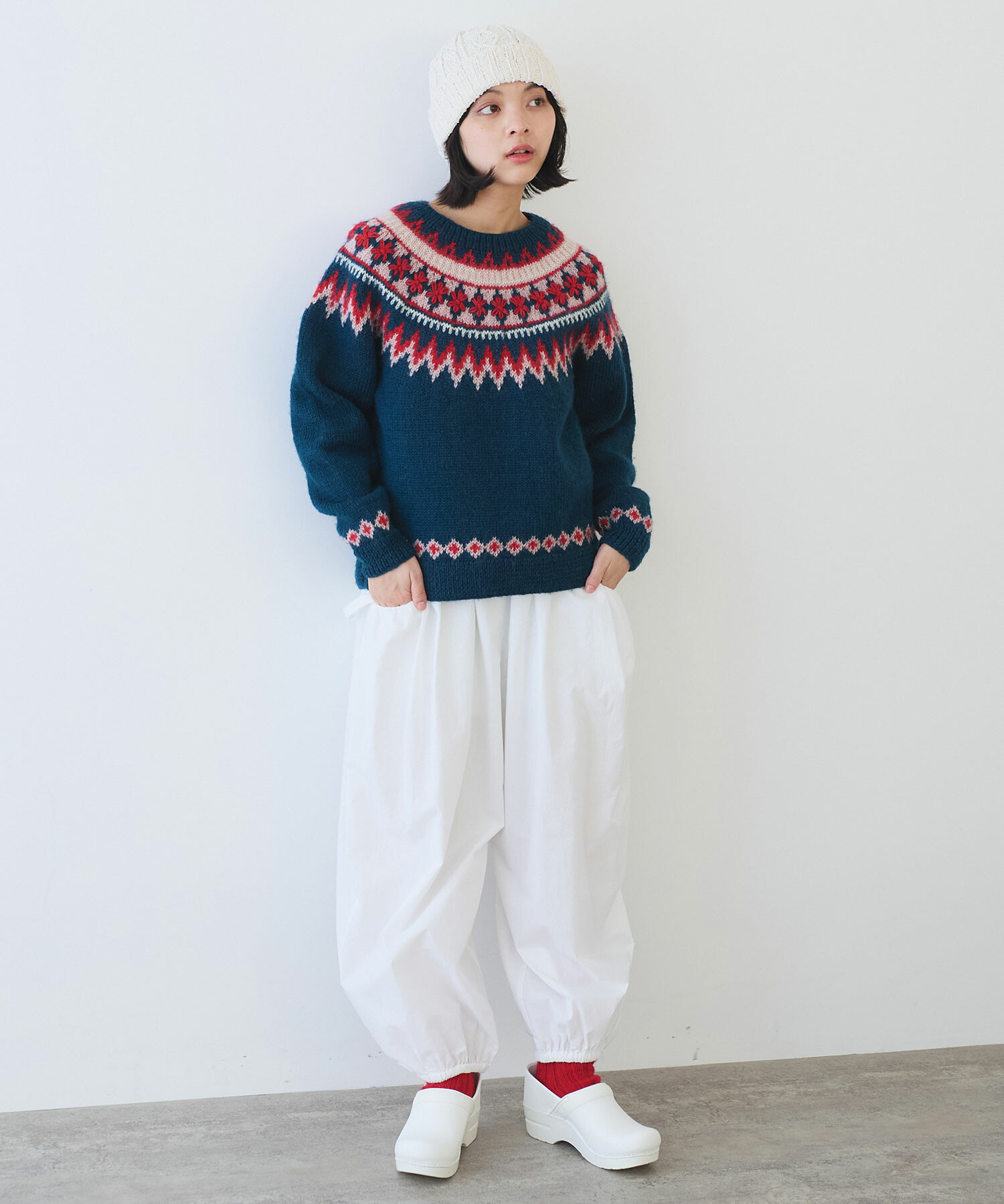 ビュルデサボン 24AW ネパールハンドニット ジグザグ求心 プルオーバー bulle de savon（ビュルデサボン）の「ネパールハンドニット ジグザグ