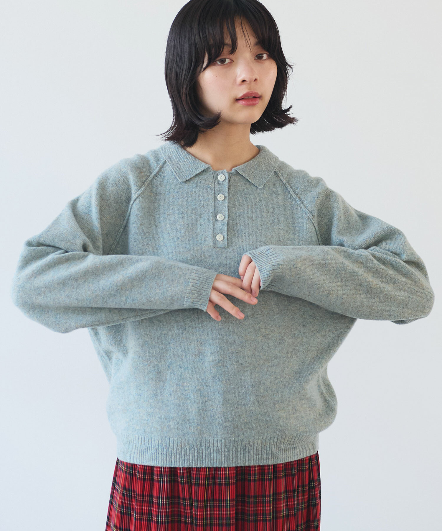 AMBIDEX Store △〇 ジーロンラム ポロニット プルオーバー(F アカ