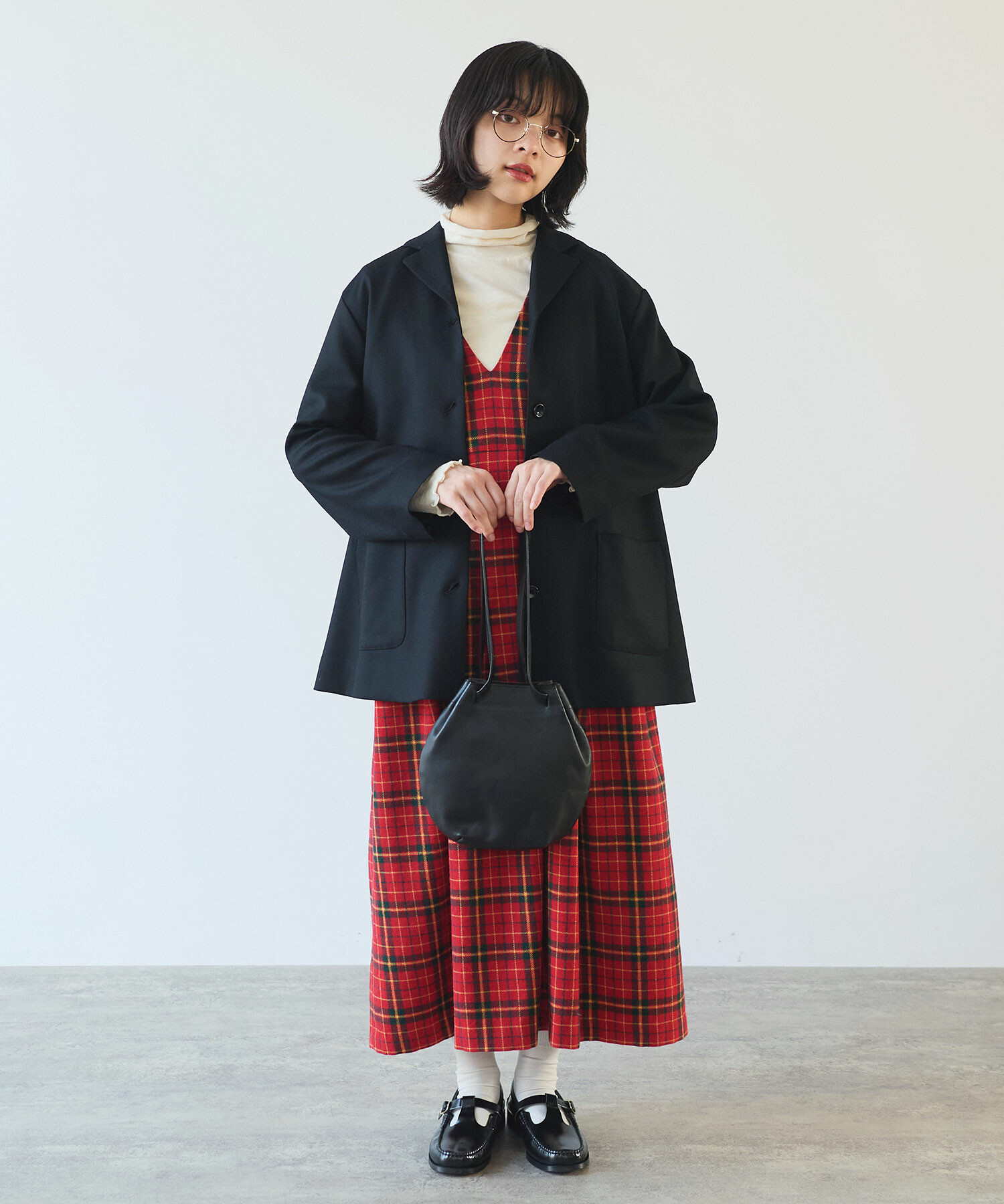 AMBIDEX Store 〇 Recycle CHECK ジャンパースカート(F アカ): bulle