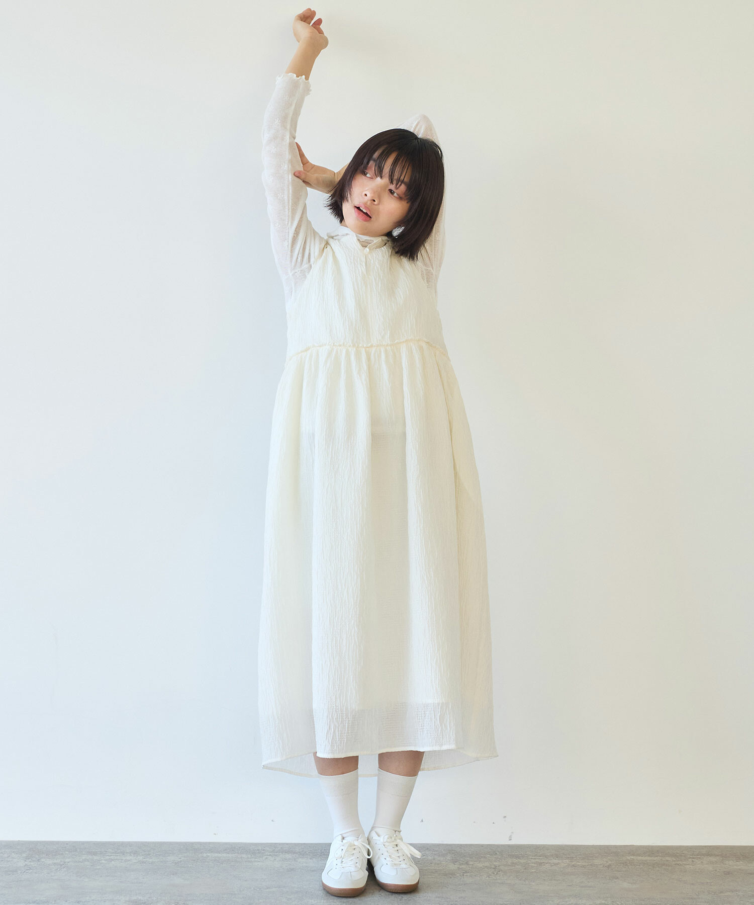 AMBIDEX Store ○ おはな ダイヤジャカード ワンピース(F シロ): bulle