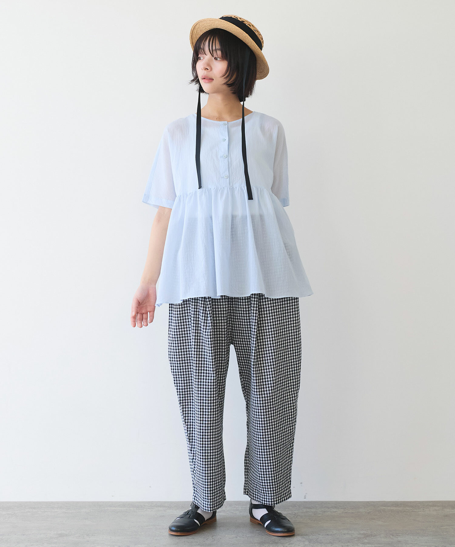 AMBIDEX Store 【予約販売】〇 ギンガム タックパンツ(F クロ AMBIDEX Store 【予約販売】〇 ギンガム タックパンツ(F クロ