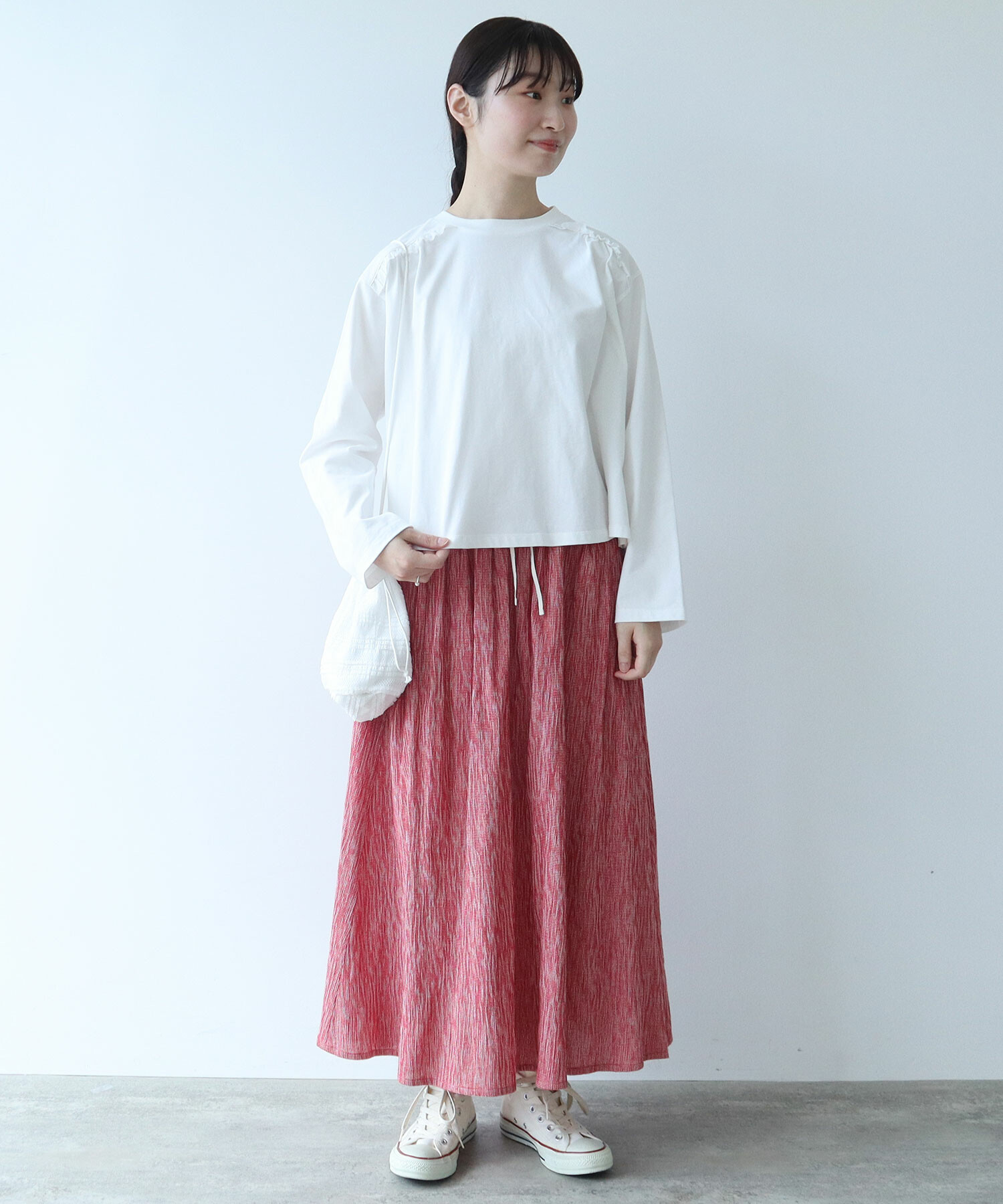 ビュルデサボン　ちぢみギンガム　スカート bulle de savon（ビュルデサボン）の「ちぢみgingham スカート
