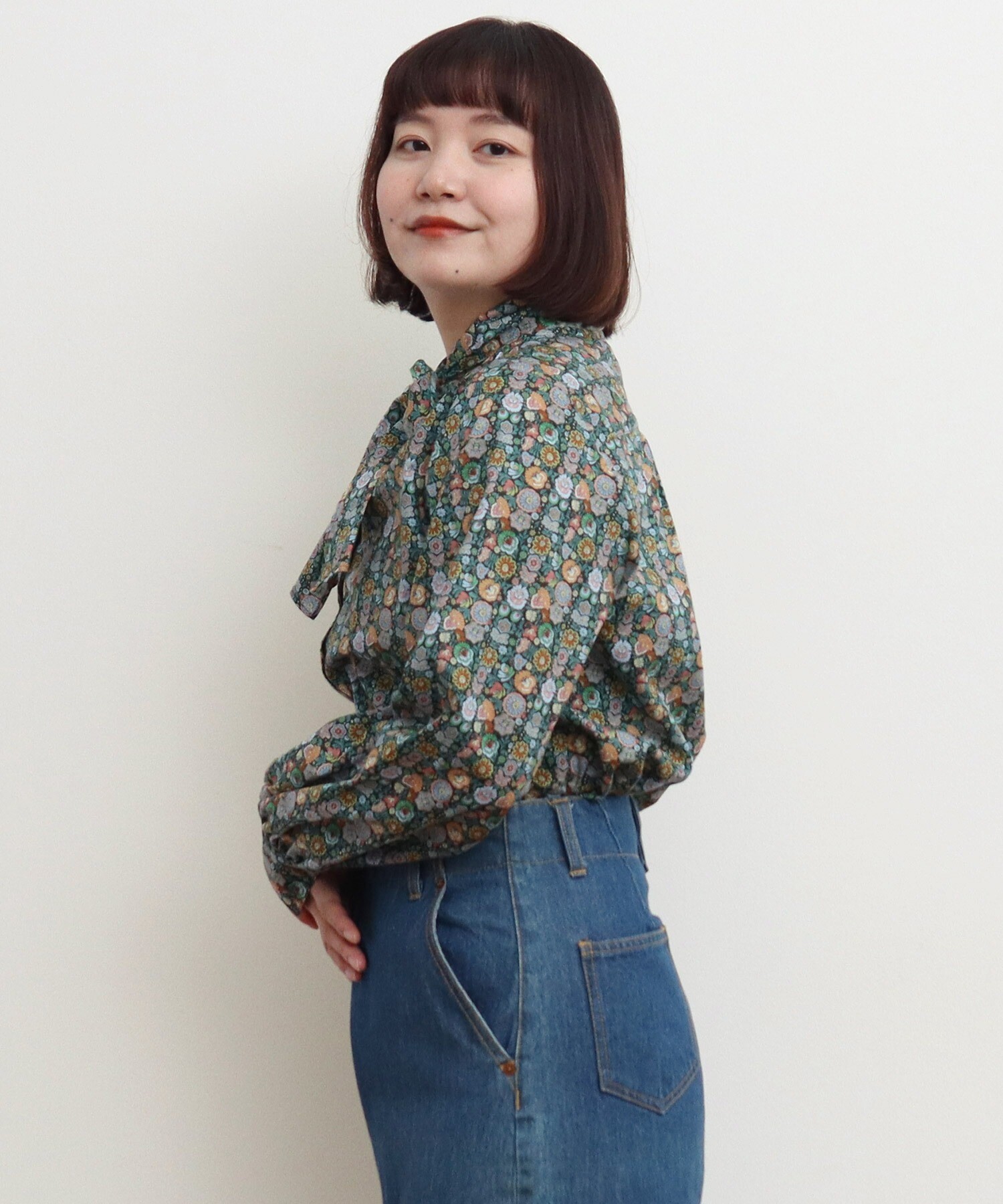 AMBIDEX Store ○リバティ/LIBERTY ベゴニアボウタイブラウス(F ピンク