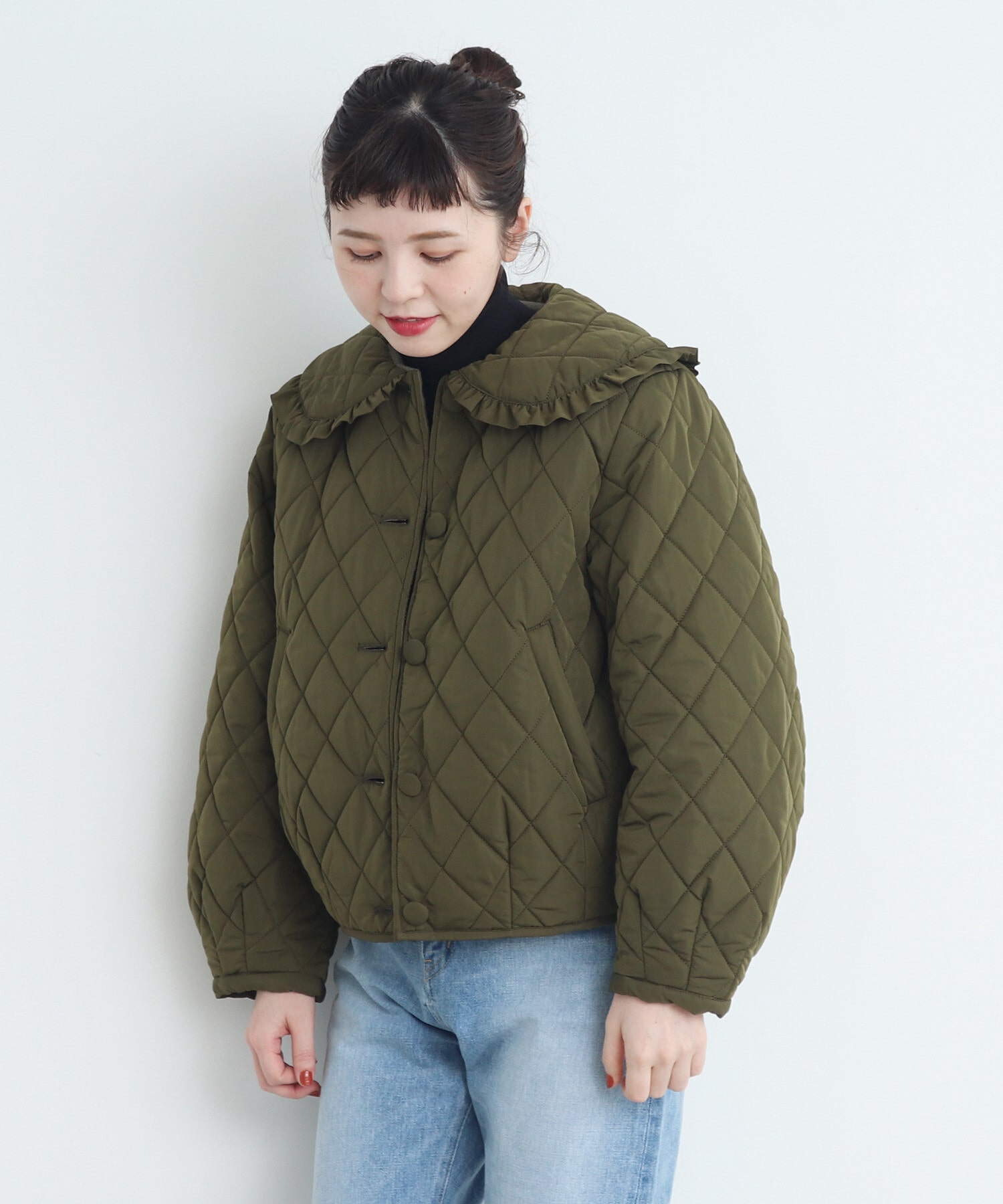 AMBIDEX Store 〇タフタキルティング フリルBIG丸衿ブルゾン(F カーキ): Dot and Stripes CHILD WOMAN AMBIDEX Store 〇タフタキルティング フリルBIG丸衿ブルゾン(F カーキ): Dot and Stripes CHILD WOMAN
