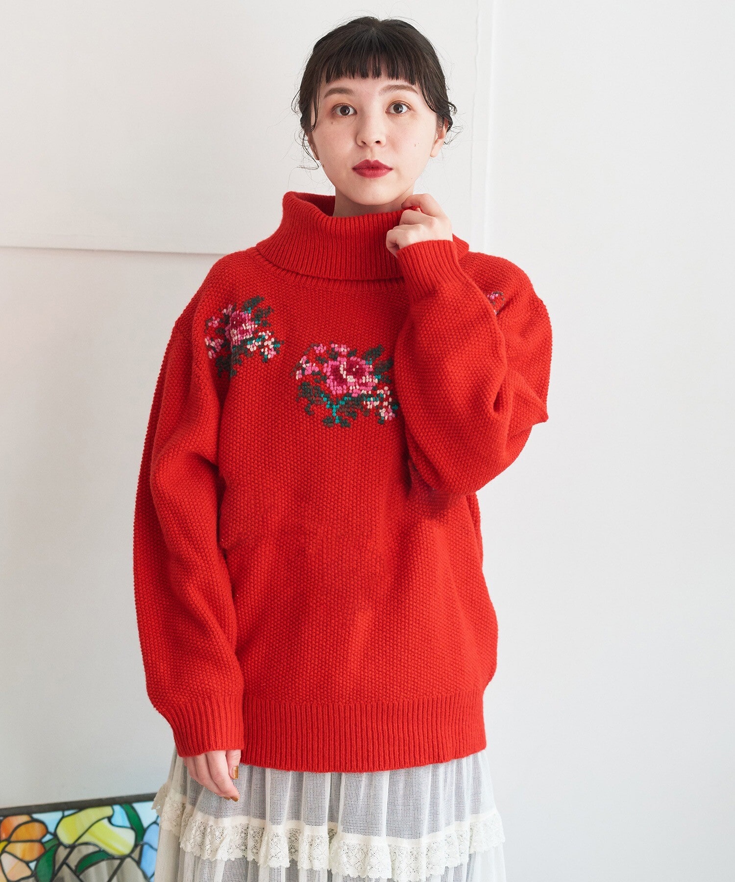 モデル 161cm 衿が小さくなります。衿の詳細画像をご参照ください。