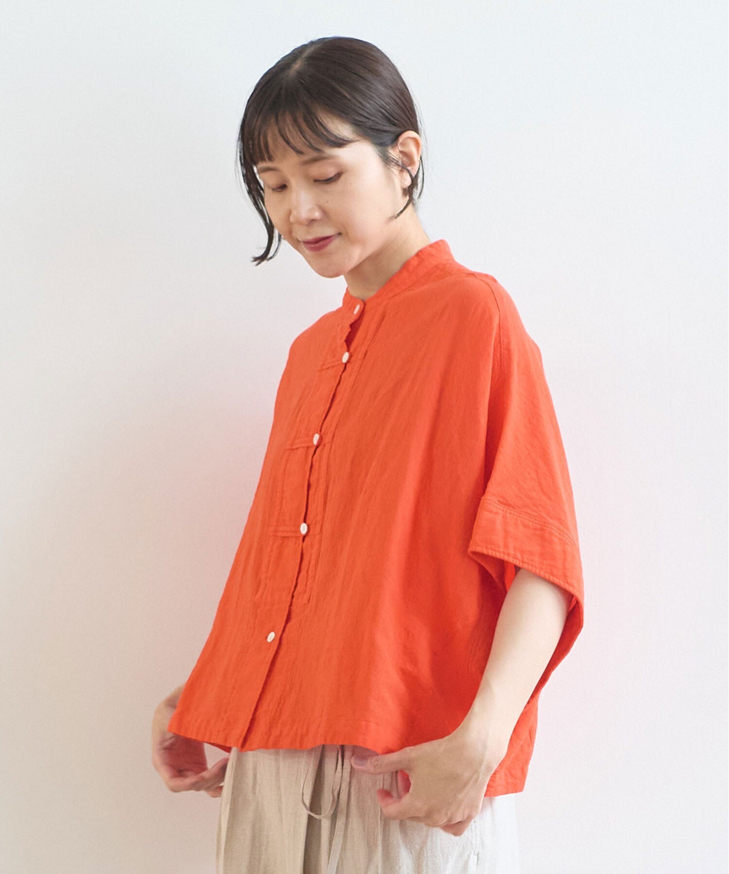 AMBIDEX Store 【予約販売】強撚CottonLinen 近江晒 short ブラウス(F