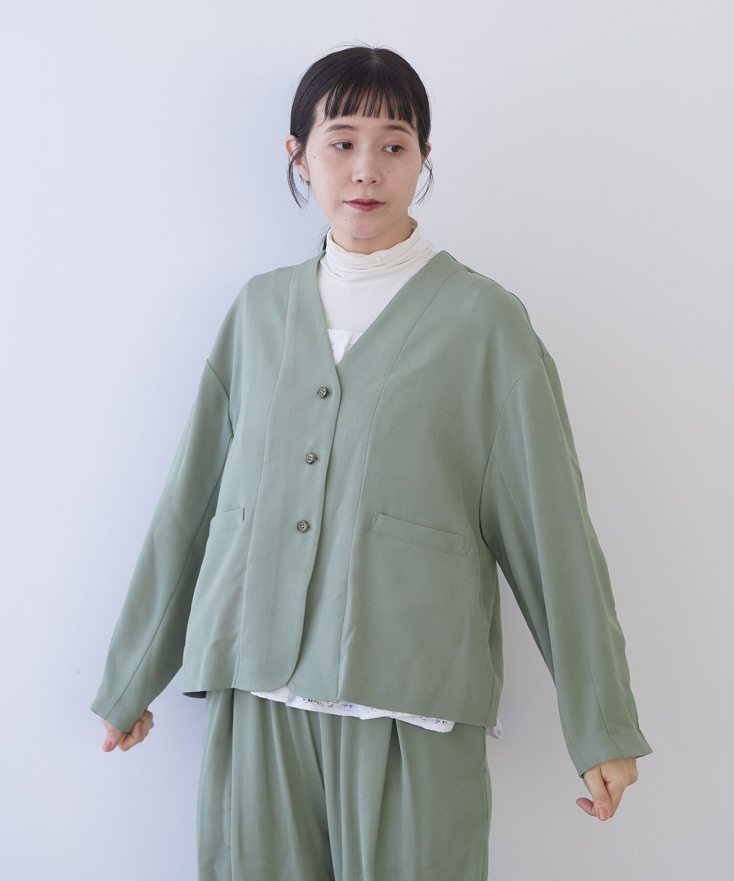 AMBIDEX Store ○レーヨンウール no collar ジャケット(F ダーク