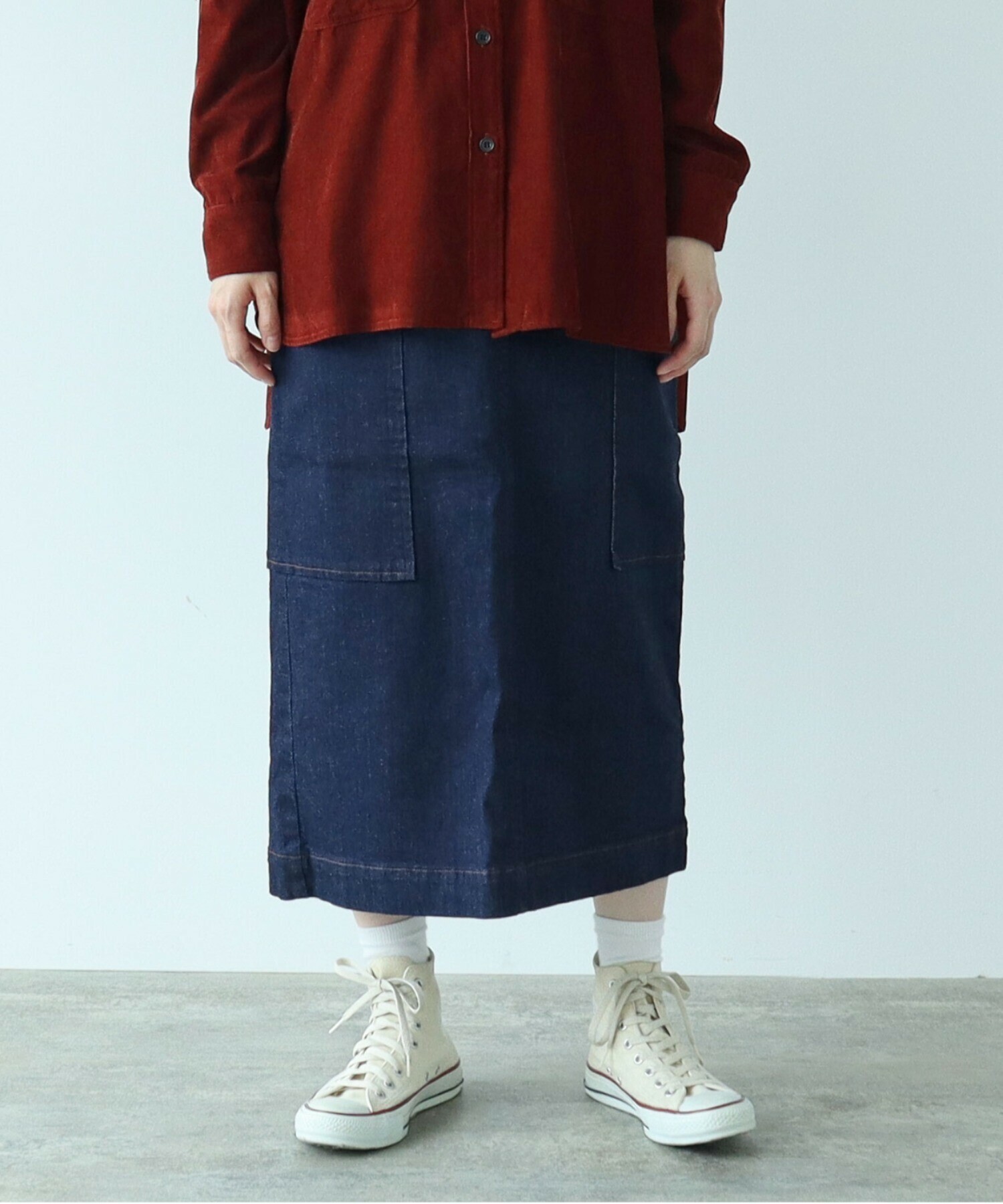 植物柄 タイトスカート 青色 Blue Fronce ブルーフロンセ サイドラインタイトスカート : セレクト